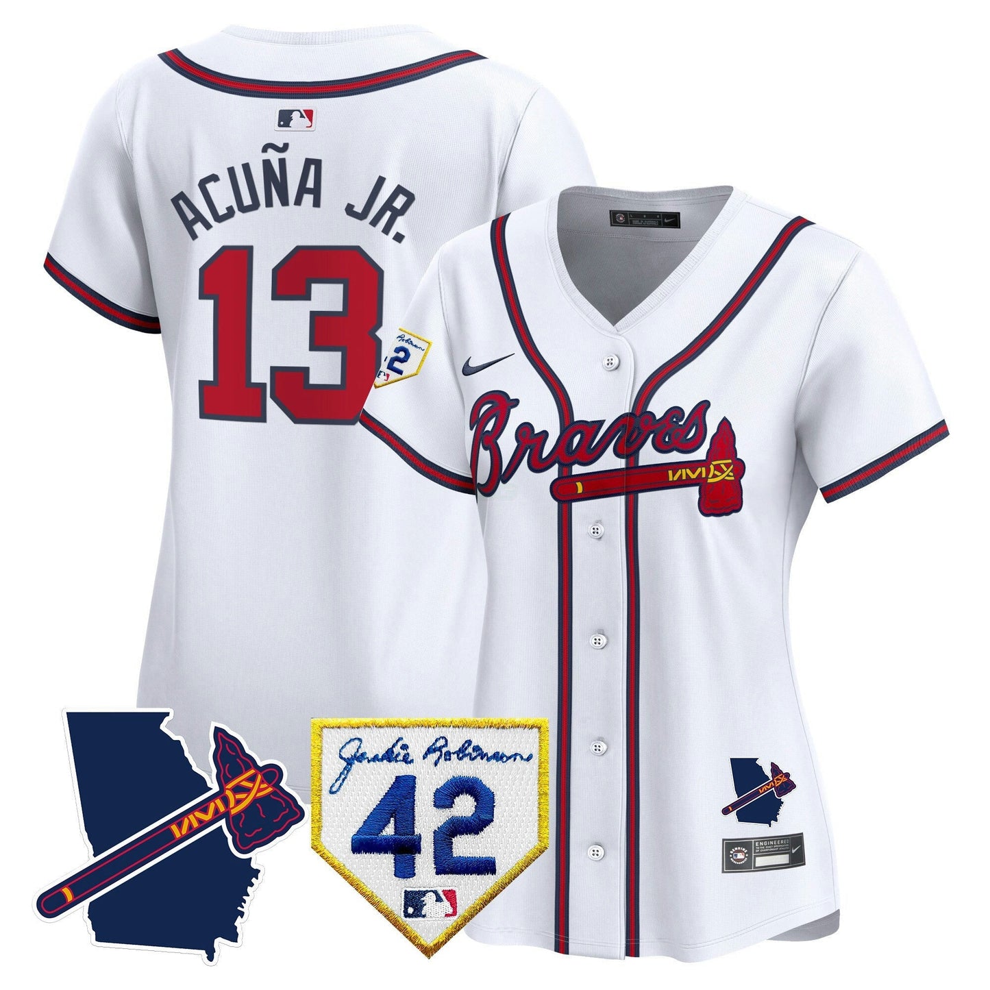 Camisa MLB Women’s Atlanta 2024 Robinson & Georgia Patch Vapor Premier Limited Jersey