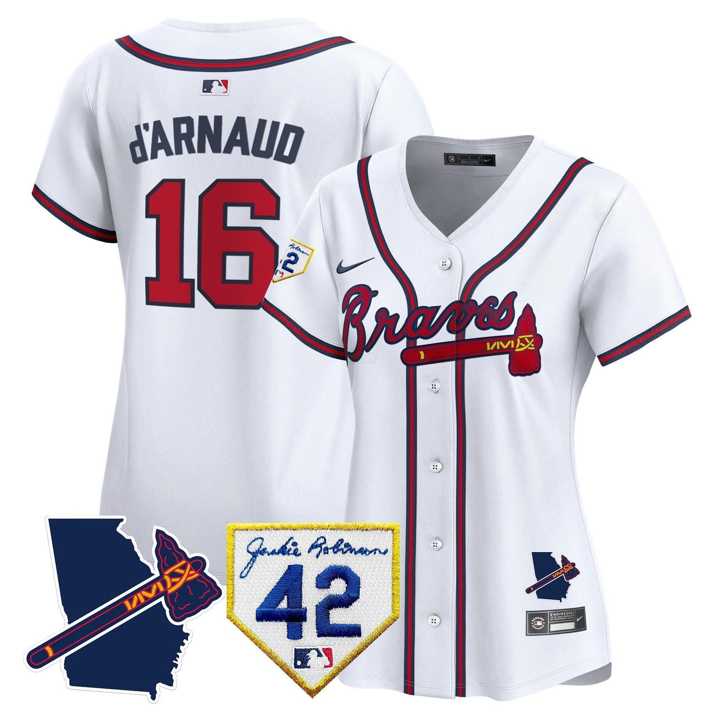 Camisa MLB Women’s Atlanta 2024 Robinson & Georgia Patch Vapor Premier Limited Jersey