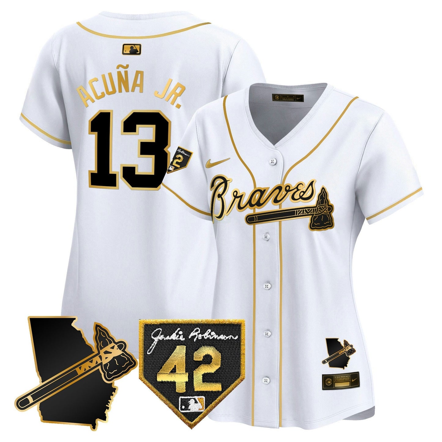 Camisa MLB Women’s Atlanta 2024 Robinson & Georgia Patch Vapor Premier Limited Jersey
