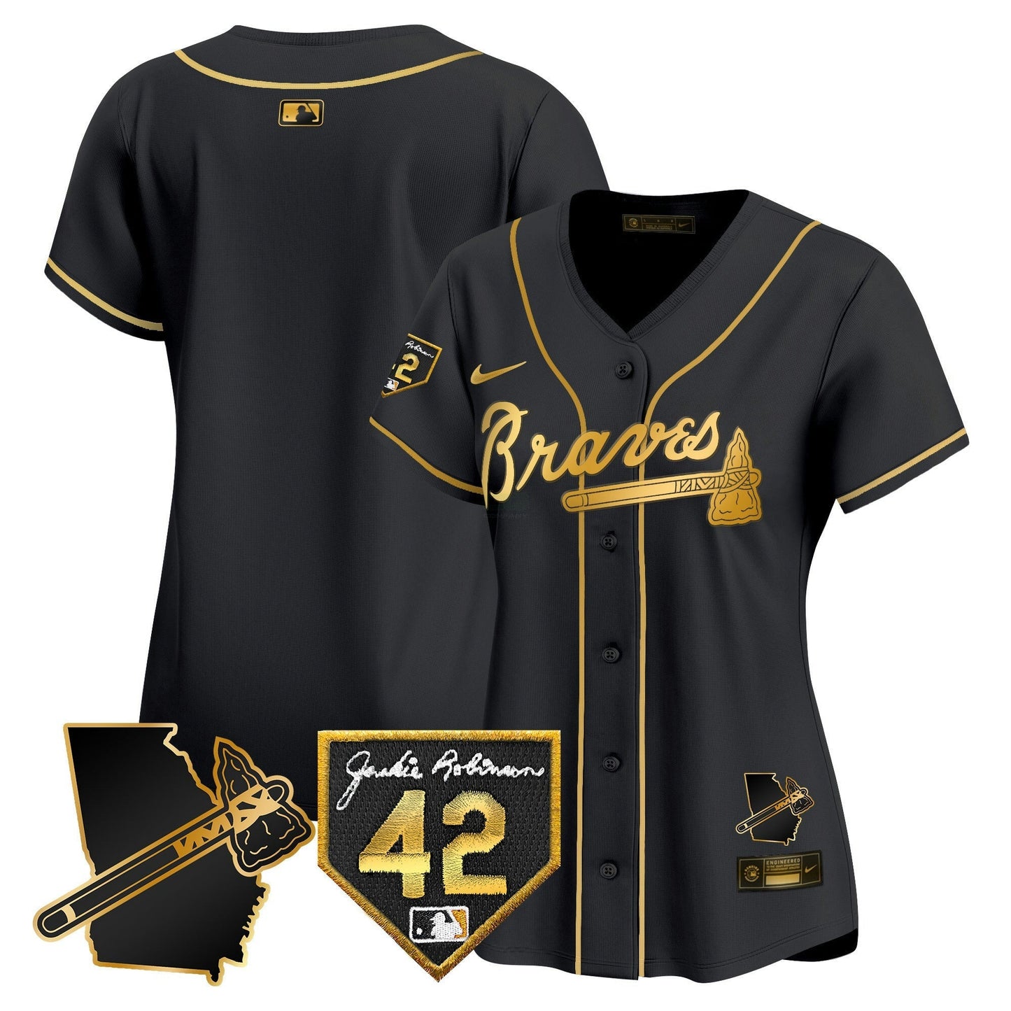 Camisa MLB Women’s Atlanta 2024 Robinson & Georgia Patch Vapor Premier Limited Jersey