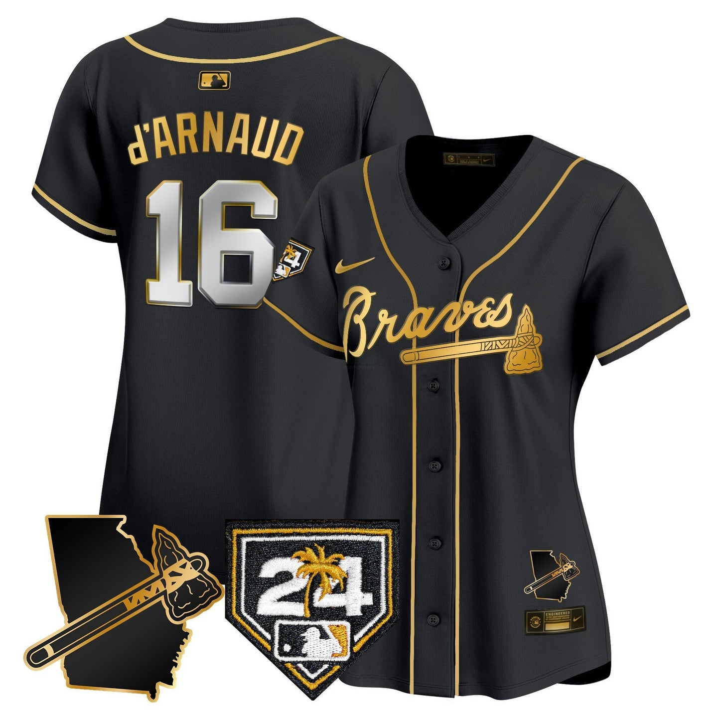 Camisa MLB Women’s Atlanta 2024 Spring Training & Georgia Patch Vapor Premier Limited Jersey