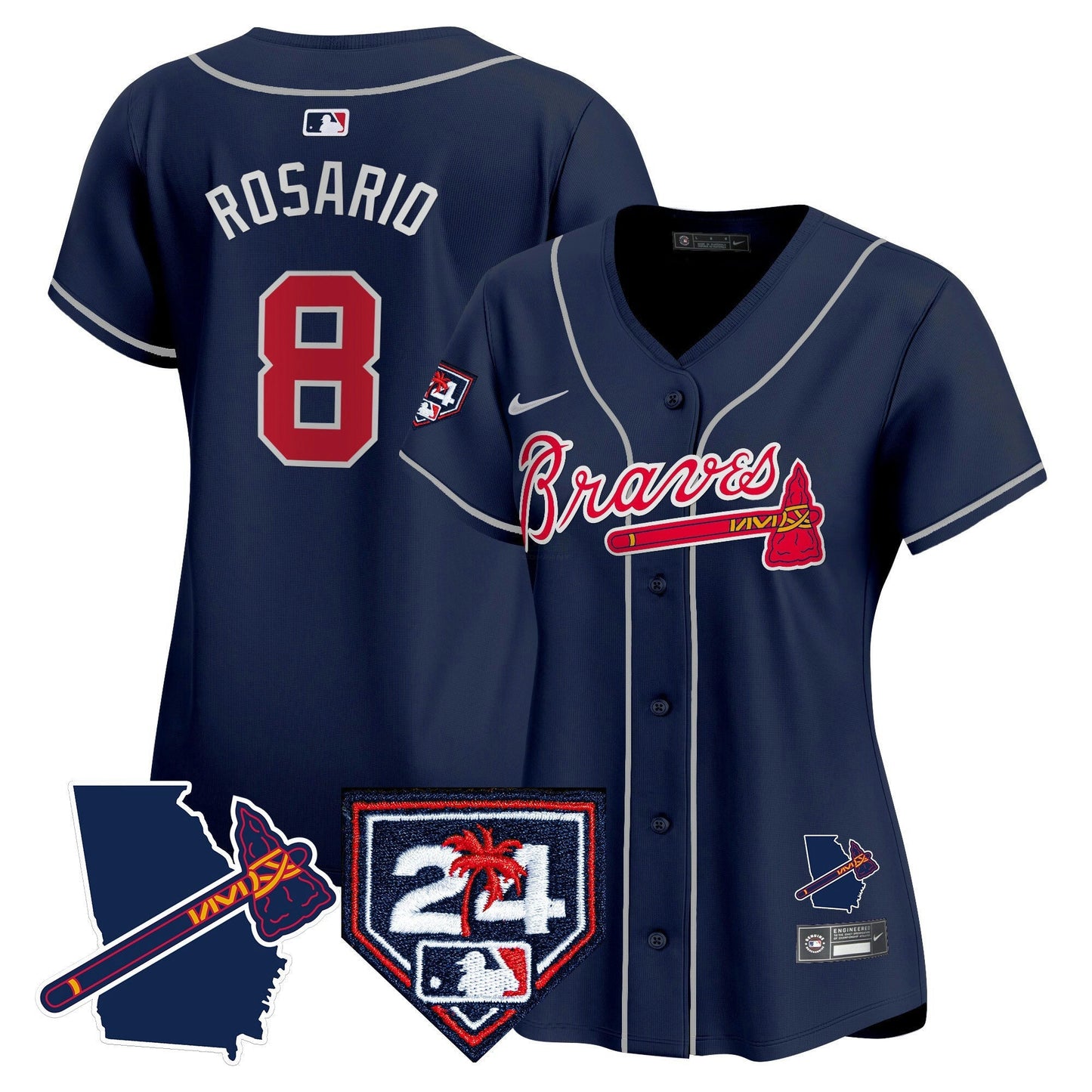 Camisa MLB Women’s Atlanta 2024 Spring Training & Georgia Patch Vapor Premier Limited Jersey