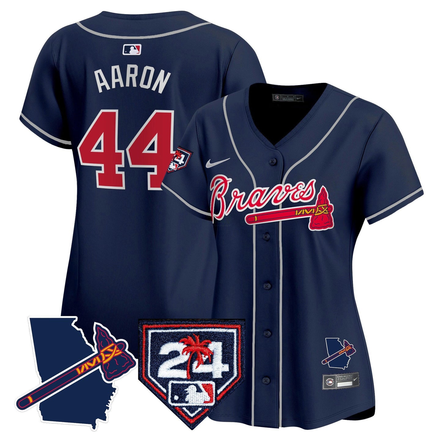 Camisa MLB Women’s Atlanta 2024 Spring Training & Georgia Patch Vapor Premier Limited Jersey