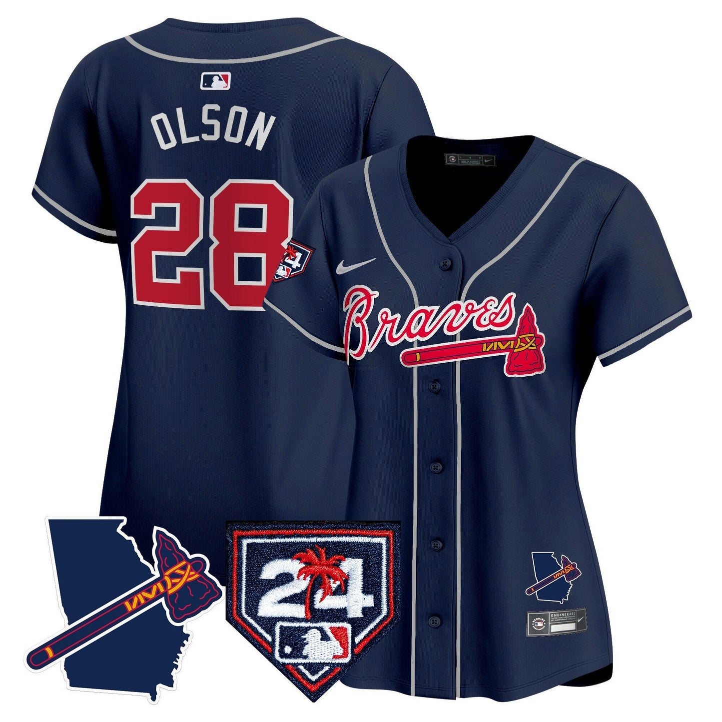 Camisa MLB Women’s Atlanta 2024 Spring Training & Georgia Patch Vapor Premier Limited Jersey