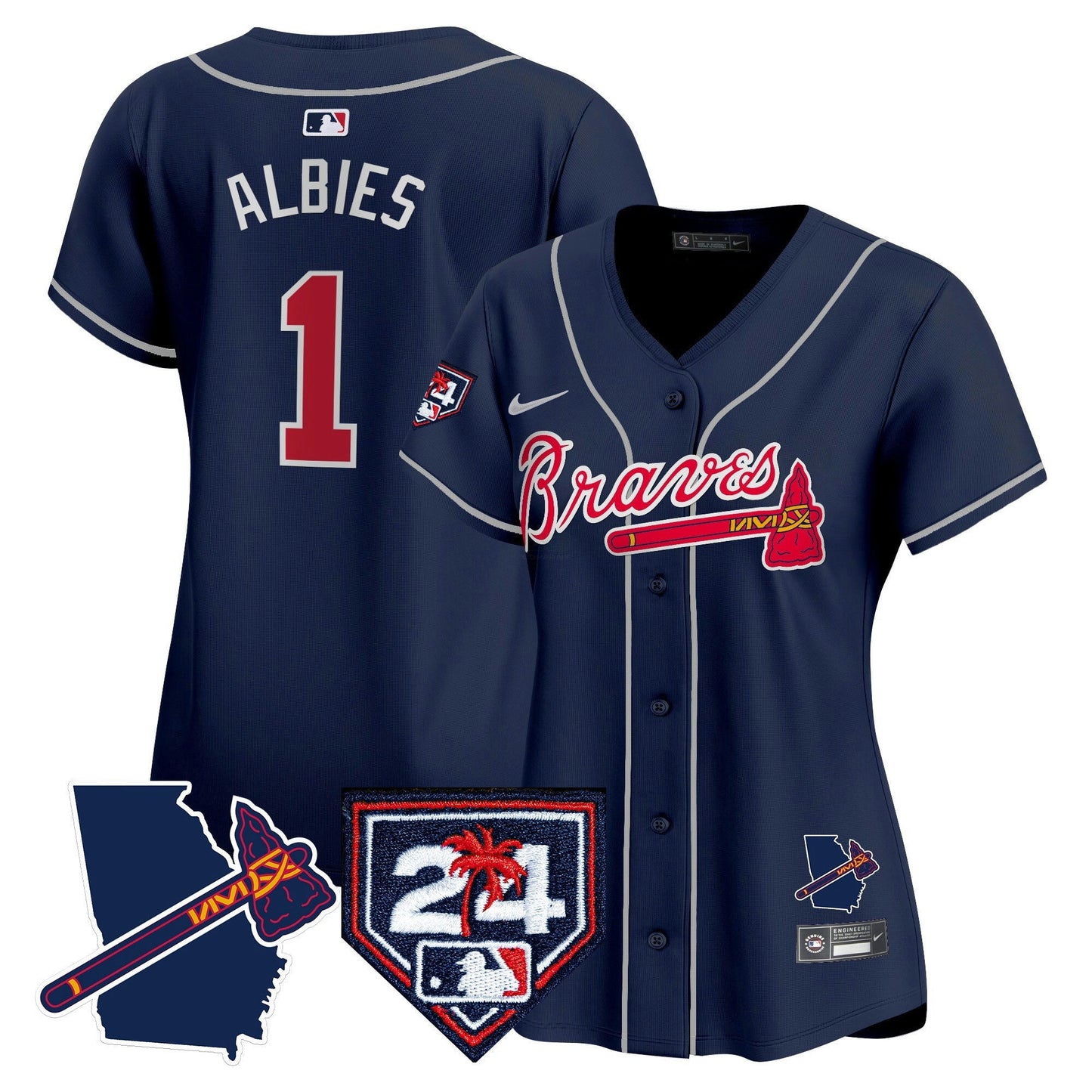 Camisa MLB Women’s Atlanta 2024 Spring Training & Georgia Patch Vapor Premier Limited Jersey