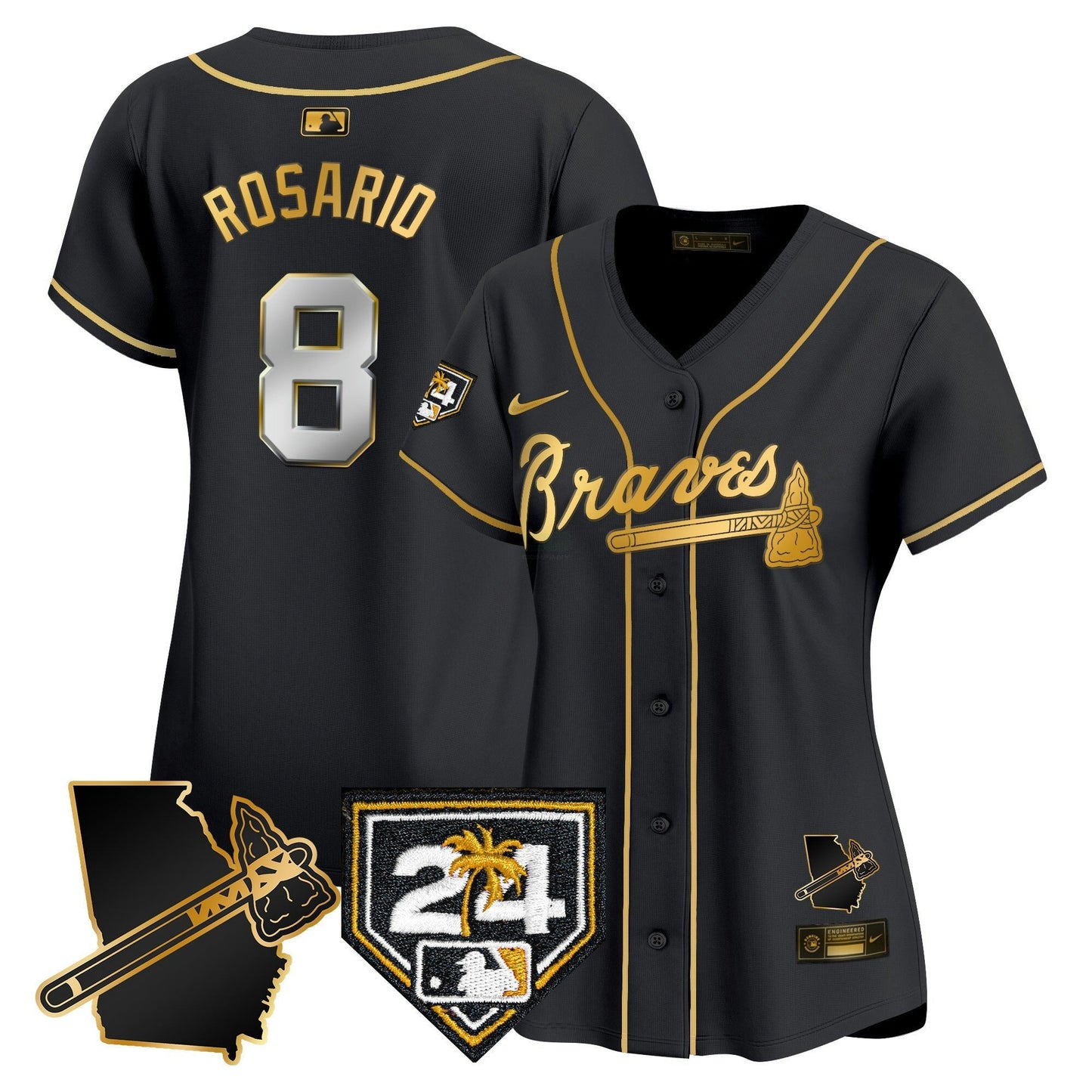 Camisa MLB Women’s Atlanta 2024 Spring Training & Georgia Patch Vapor Premier Limited Jersey