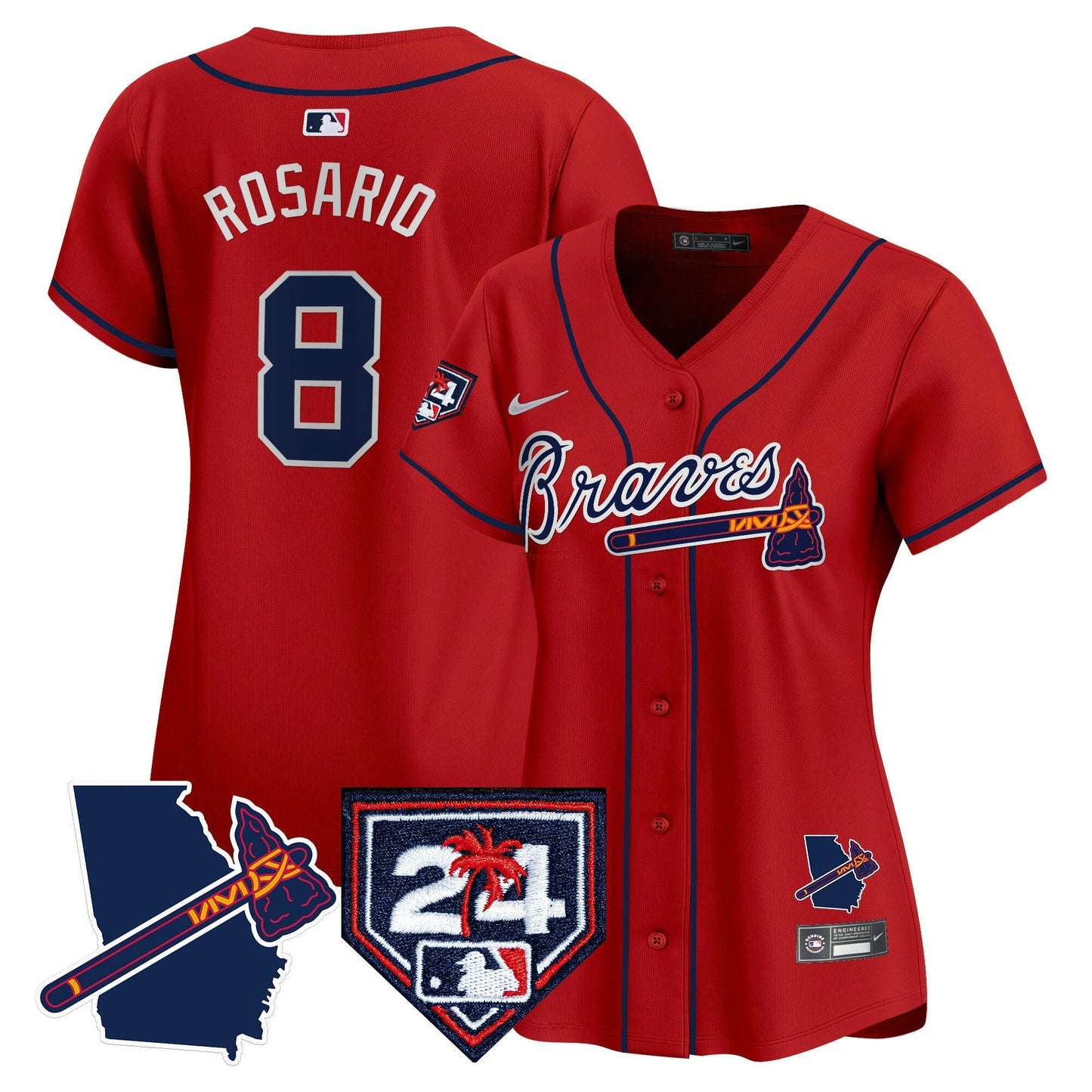 Camisa MLB Women’s Atlanta 2024 Spring Training & Georgia Patch Vapor Premier Limited Jersey