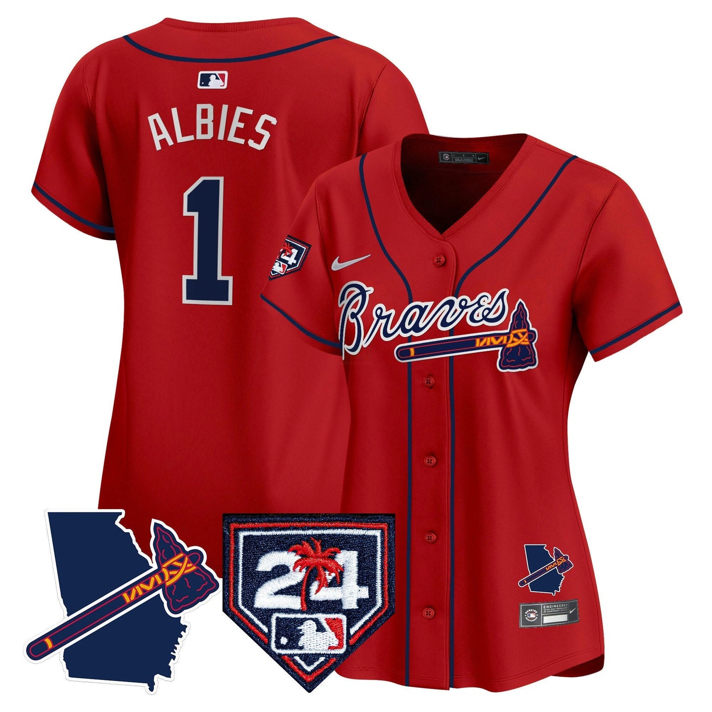 Camisa MLB Women’s Atlanta 2024 Spring Training & Georgia Patch Vapor Premier Limited Jersey