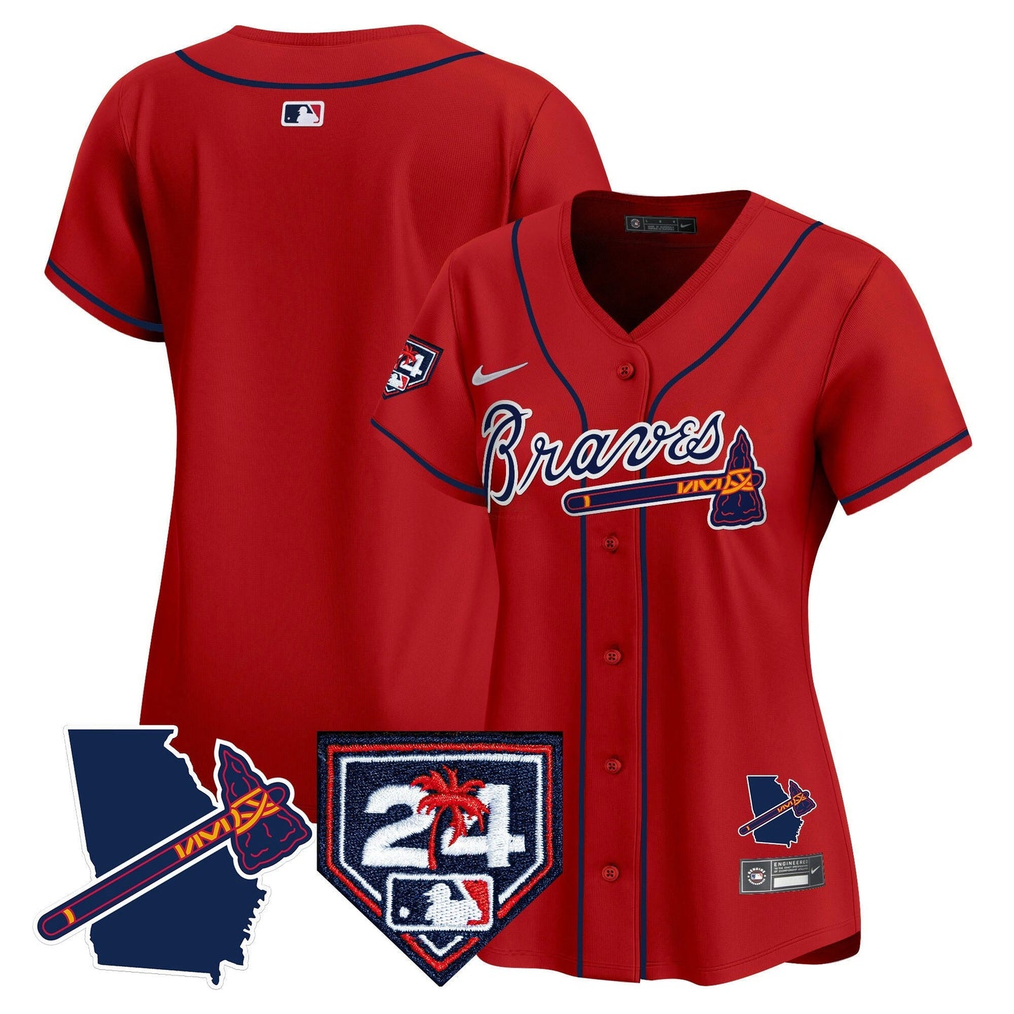 Camisa MLB Women’s Atlanta 2024 Spring Training & Georgia Patch Vapor Premier Limited Jersey
