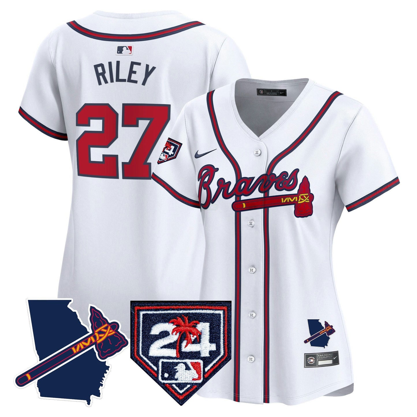 Camisa MLB Women’s Atlanta 2024 Spring Training & Georgia Patch Vapor Premier Limited Jersey