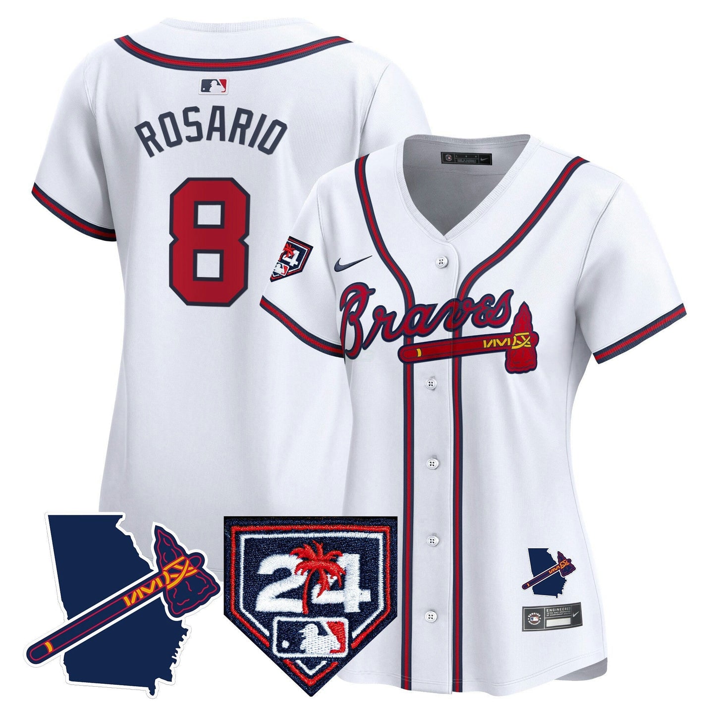 Camisa MLB Women’s Atlanta 2024 Spring Training & Georgia Patch Vapor Premier Limited Jersey