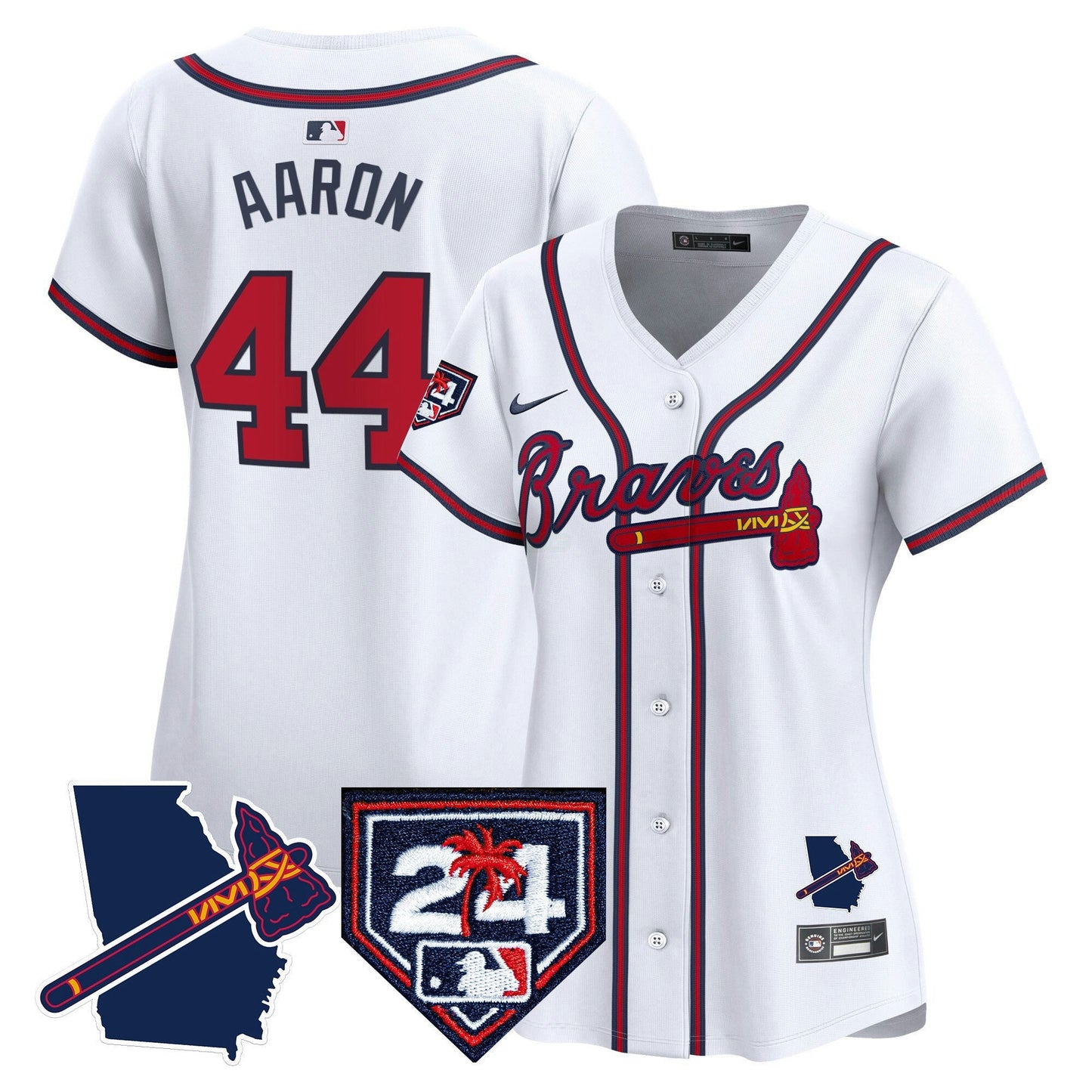 Camisa MLB Women’s Atlanta 2024 Spring Training & Georgia Patch Vapor Premier Limited Jersey