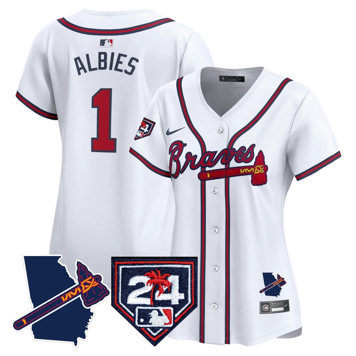 Camisa MLB Women’s Atlanta 2024 Spring Training & Georgia Patch Vapor Premier Limited Jersey