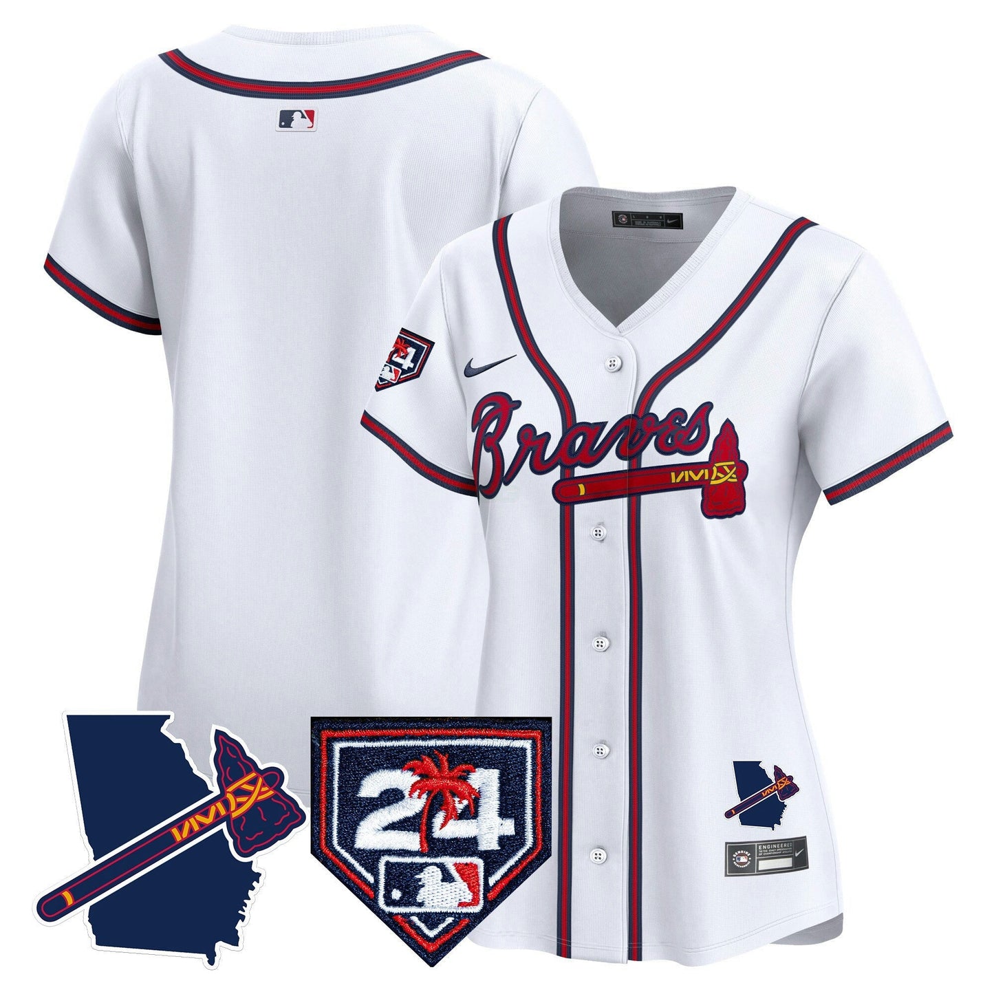 Camisa MLB Women’s Atlanta 2024 Spring Training & Georgia Patch Vapor Premier Limited Jersey