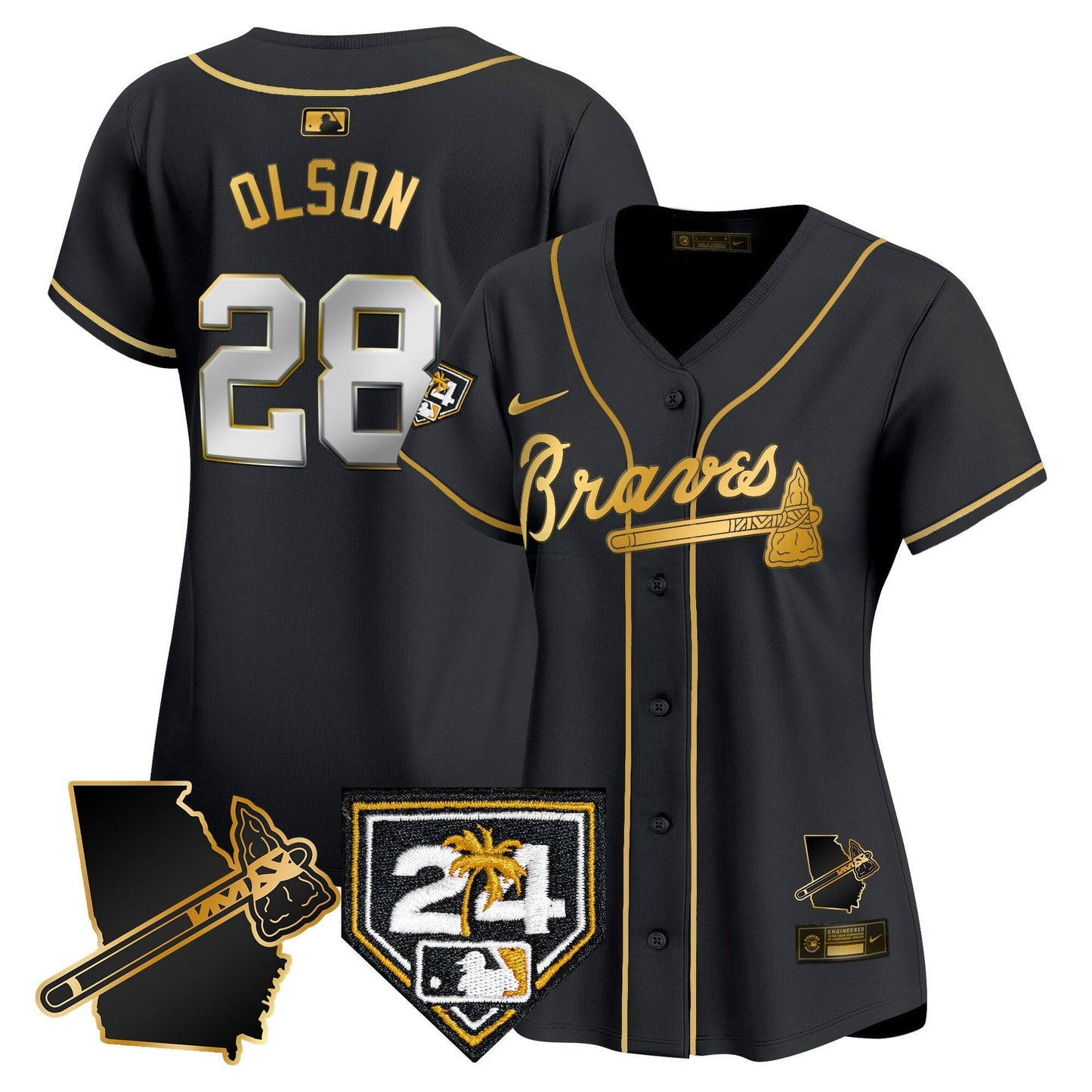 Camisa MLB Women’s Atlanta 2024 Spring Training & Georgia Patch Vapor Premier Limited Jersey