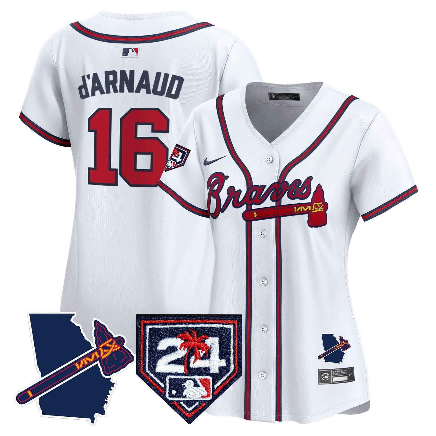 Camisa MLB Women’s Atlanta 2024 Spring Training & Georgia Patch Vapor Premier Limited Jersey