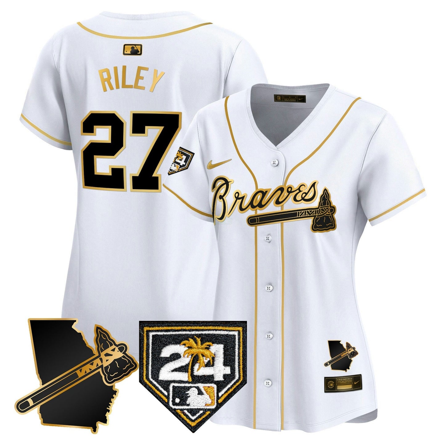 Camisa MLB Women’s Atlanta 2024 Spring Training & Georgia Patch Vapor Premier Limited Jersey