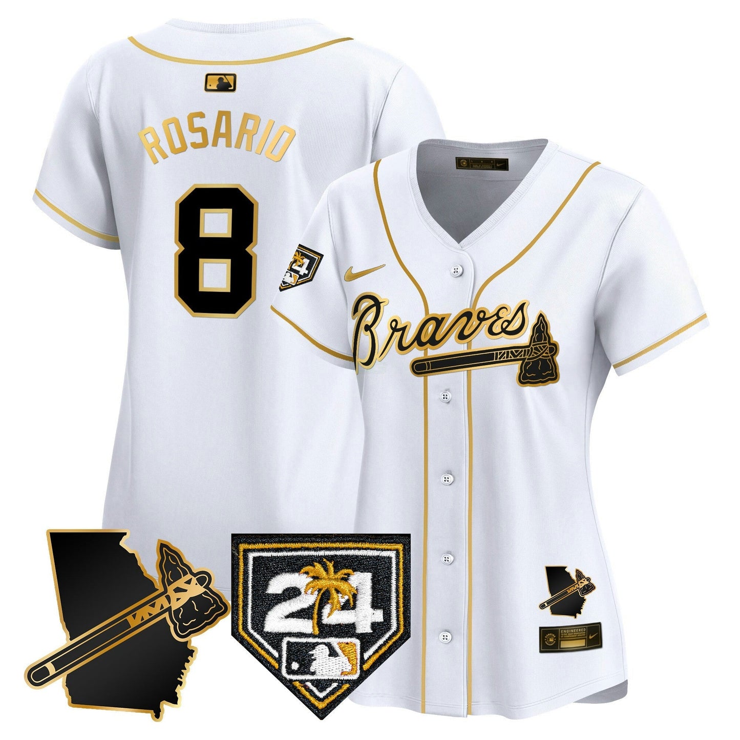 Camisa MLB Women’s Atlanta 2024 Spring Training & Georgia Patch Vapor Premier Limited Jersey