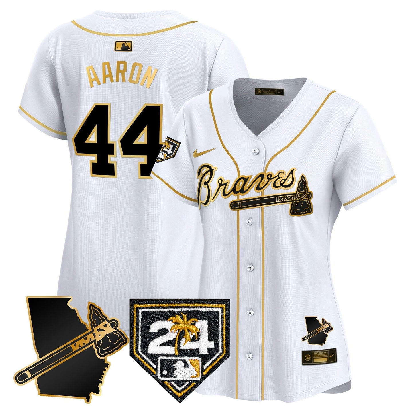 Camisa MLB Women’s Atlanta 2024 Spring Training & Georgia Patch Vapor Premier Limited Jersey
