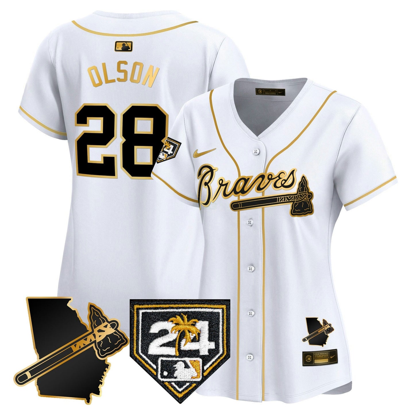 Camisa MLB Women’s Atlanta 2024 Spring Training & Georgia Patch Vapor Premier Limited Jersey