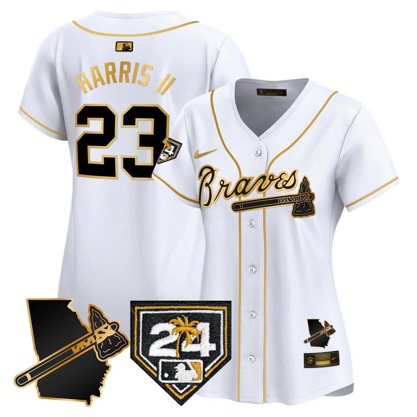 Camisa MLB Women’s Atlanta 2024 Spring Training & Georgia Patch Vapor Premier Limited Jersey