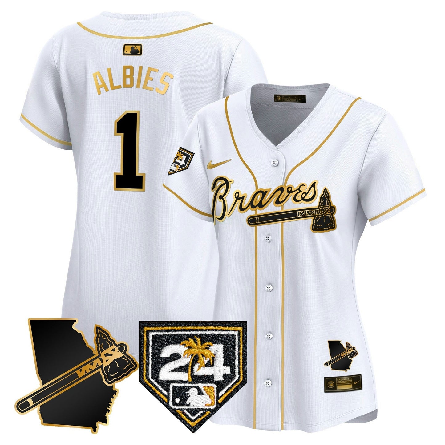 Camisa MLB Women’s Atlanta 2024 Spring Training & Georgia Patch Vapor Premier Limited Jersey