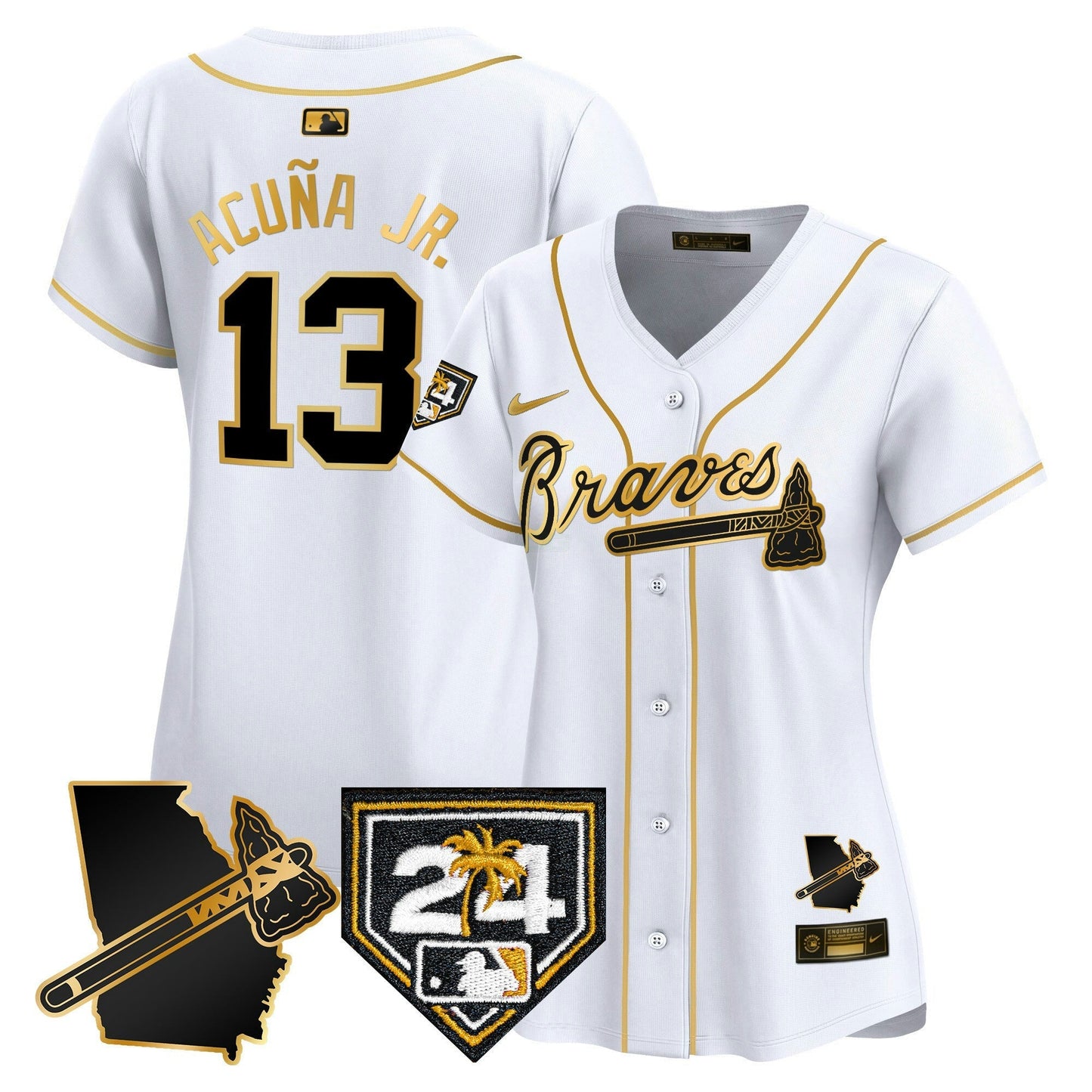 Camisa MLB Women’s Atlanta 2024 Spring Training & Georgia Patch Vapor Premier Limited Jersey