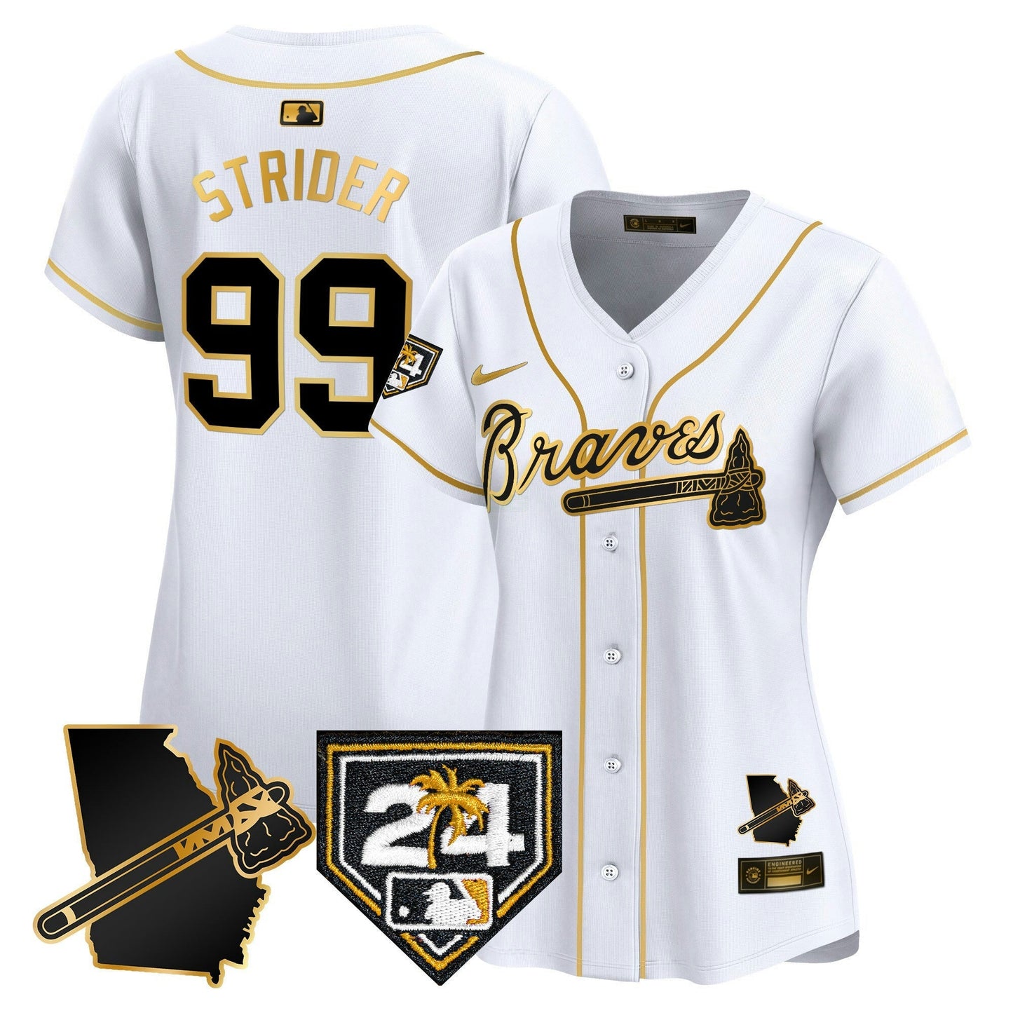 Camisa MLB Women’s Atlanta 2024 Spring Training & Georgia Patch Vapor Premier Limited Jersey