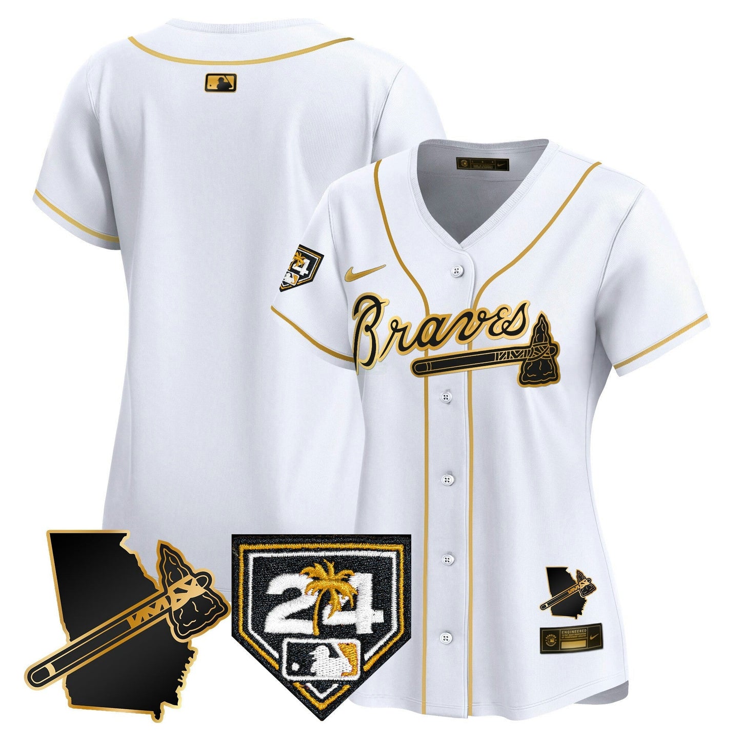 Camisa MLB Women’s Atlanta 2024 Spring Training & Georgia Patch Vapor Premier Limited Jersey