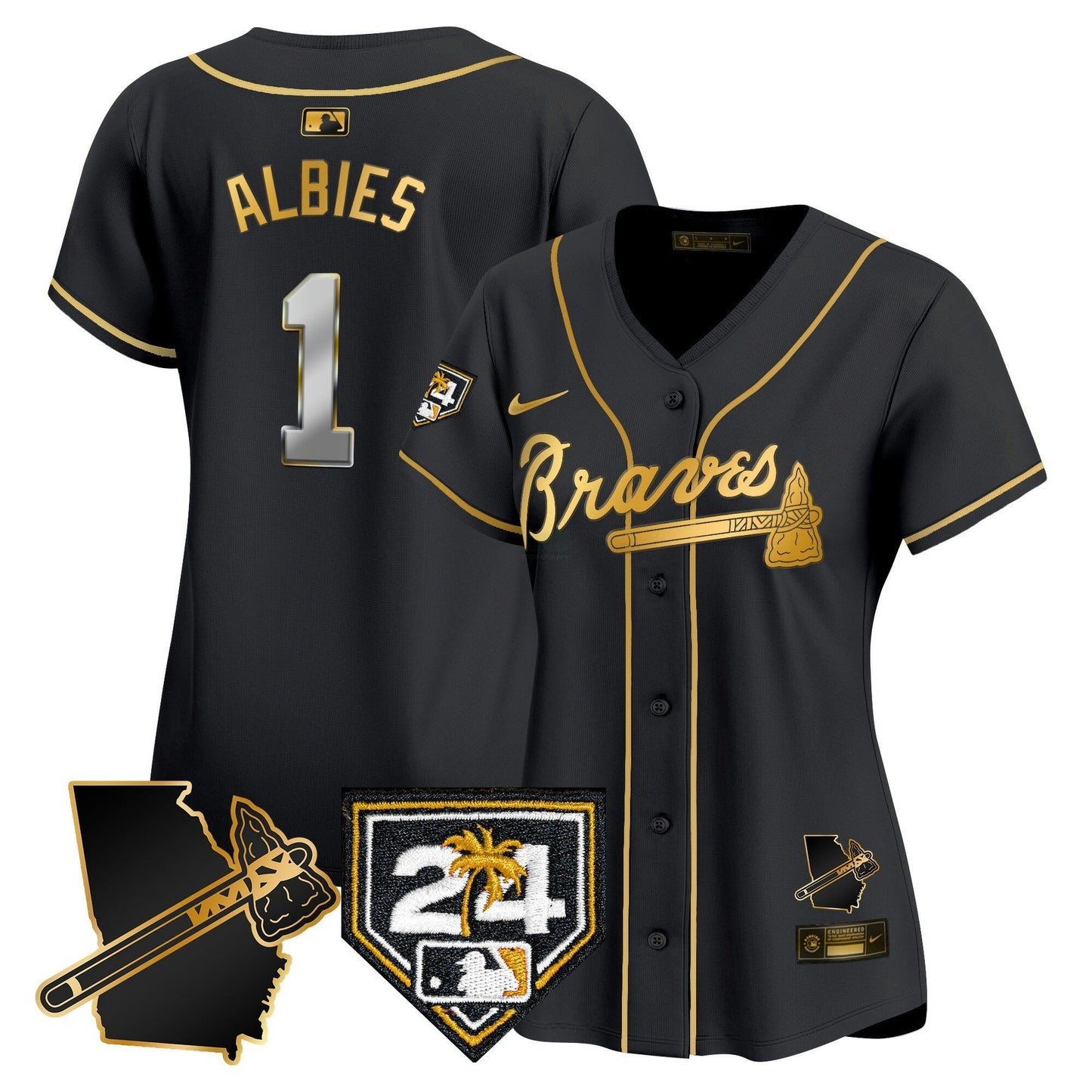 Camisa MLB Women’s Atlanta 2024 Spring Training & Georgia Patch Vapor Premier Limited Jersey