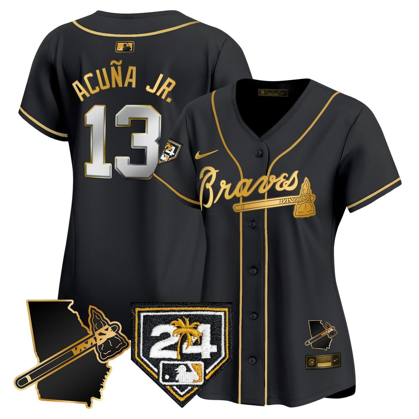 Camisa MLB Women’s Atlanta 2024 Spring Training & Georgia Patch Vapor Premier Limited Jersey