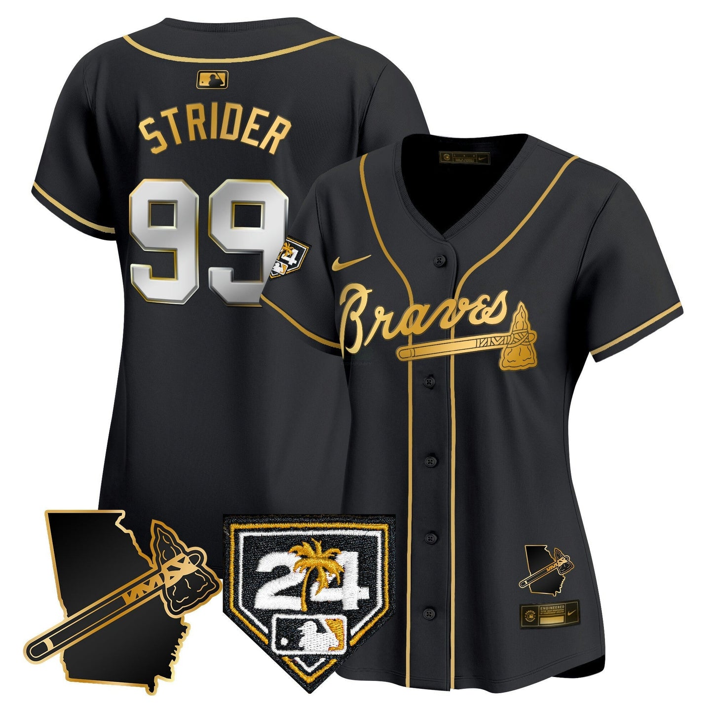 Camisa MLB Women’s Atlanta 2024 Spring Training & Georgia Patch Vapor Premier Limited Jersey