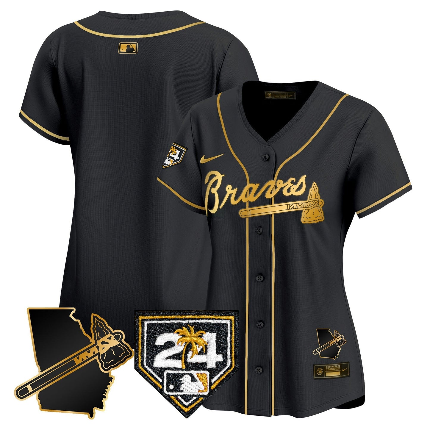 Camisa MLB Women’s Atlanta 2024 Spring Training & Georgia Patch Vapor Premier Limited Jersey