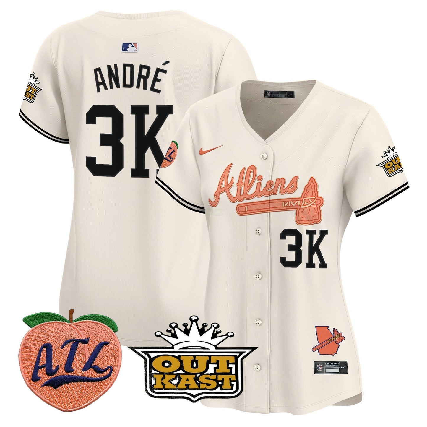 Camisa MLB Women’s Atlanta Atliens & Peach Vapor Premier Limited Jersey