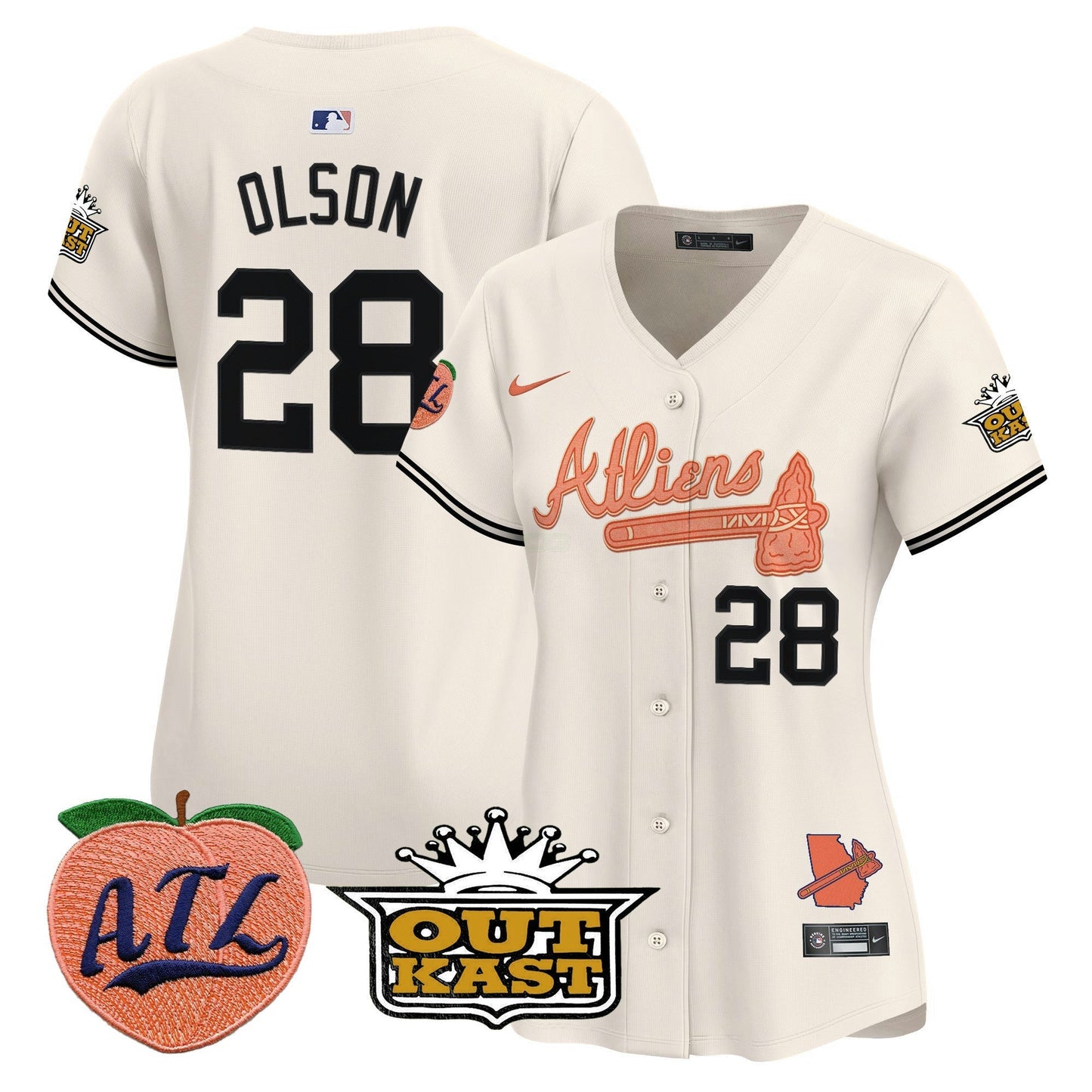Camisa MLB Women’s Atlanta Atliens & Peach Vapor Premier Limited Jersey