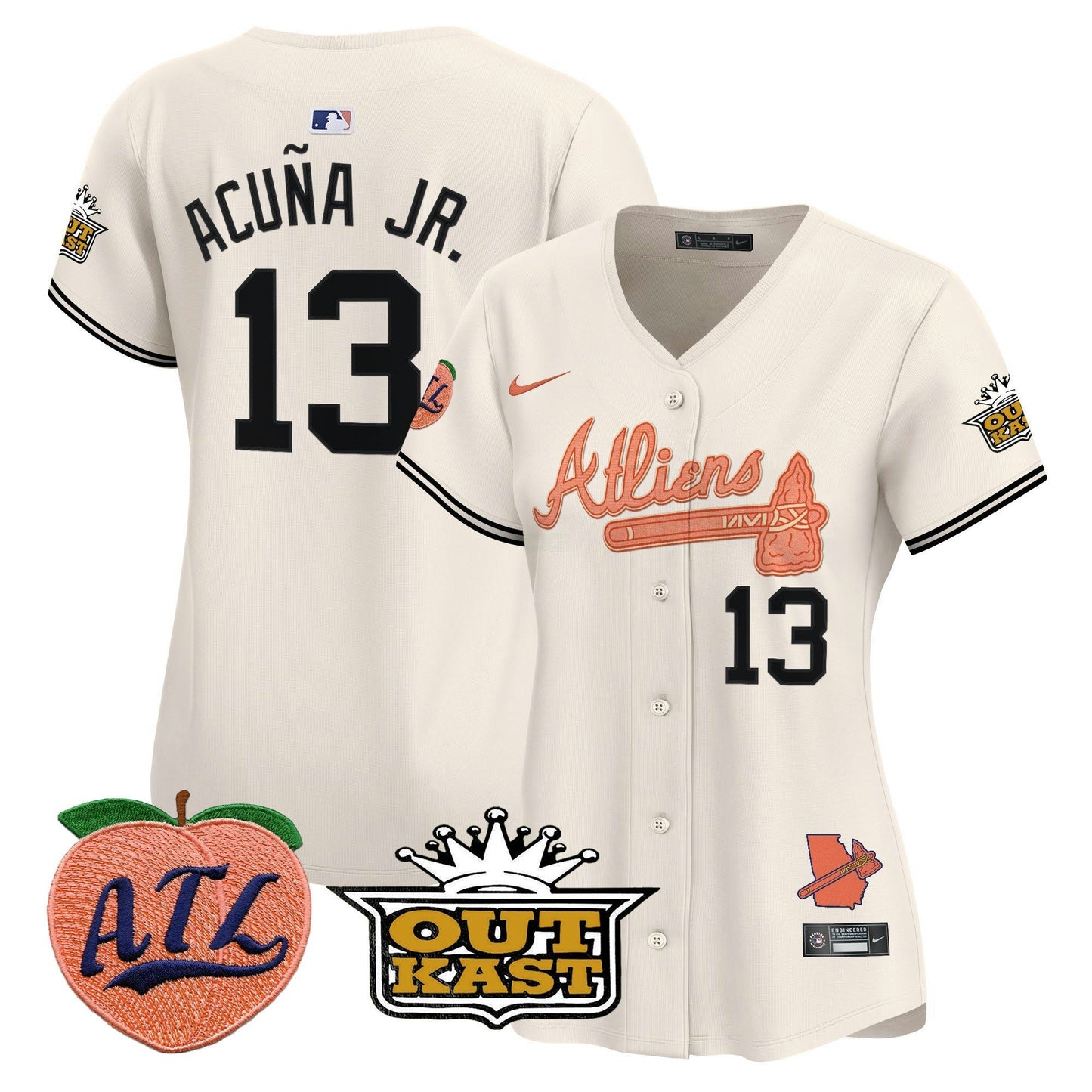Camisa MLB Women’s Atlanta Atliens & Peach Vapor Premier Limited Jersey