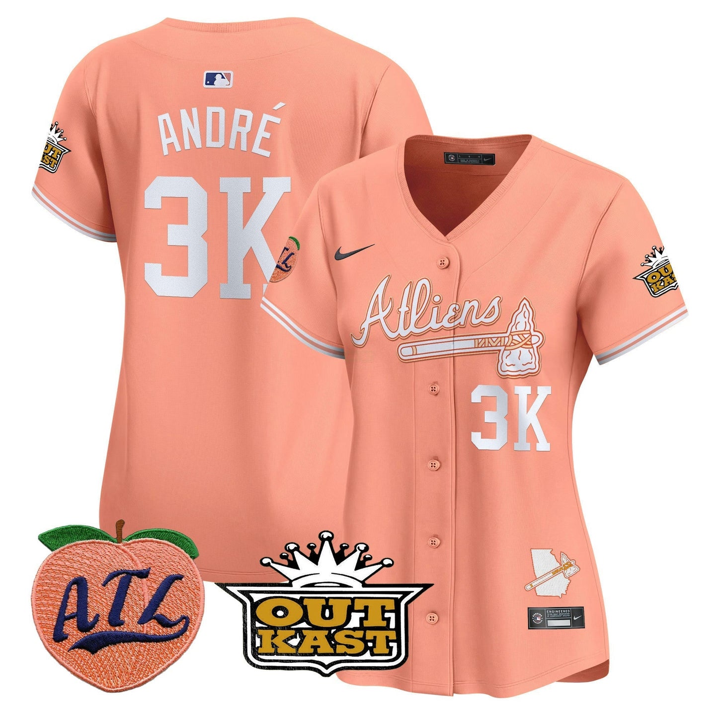 Camisa MLB Women’s Atlanta Atliens & Peach Vapor Premier Limited Jersey