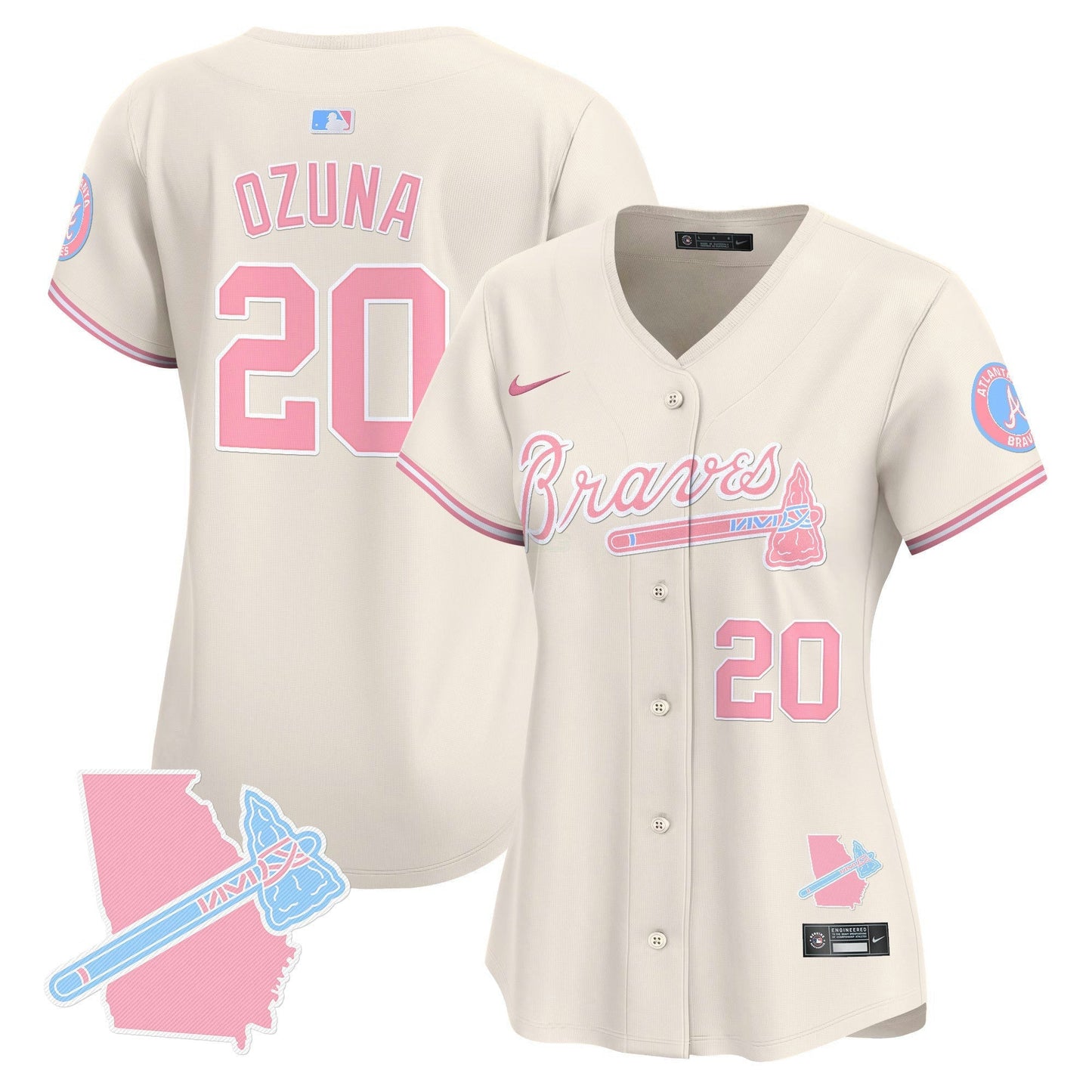 Camisa MLB Women’s Atlanta Bubblegum Pink Vapor Premier Limited Jersey