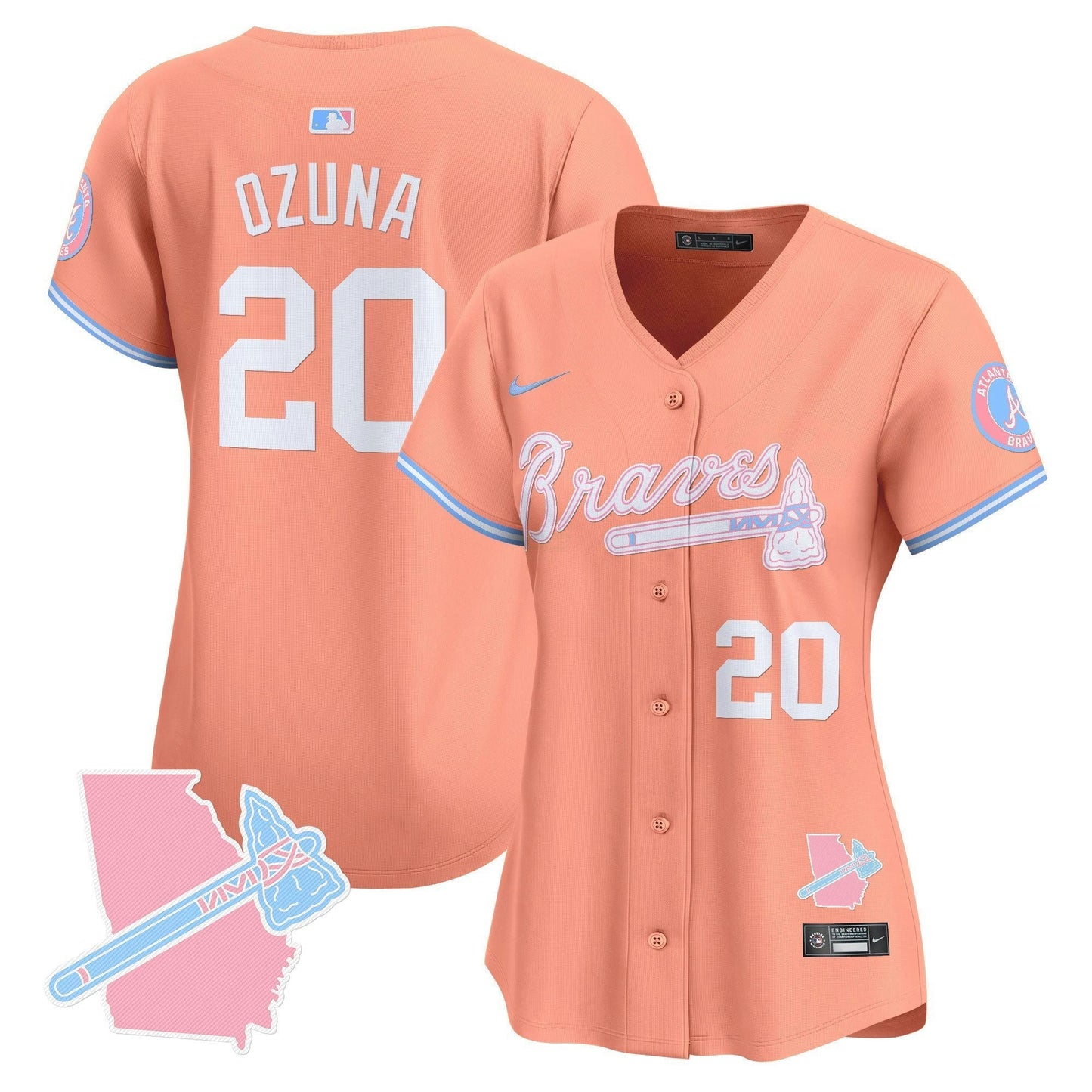 Camisa MLB Women’s Atlanta Bubblegum Pink Vapor Premier Limited Jersey