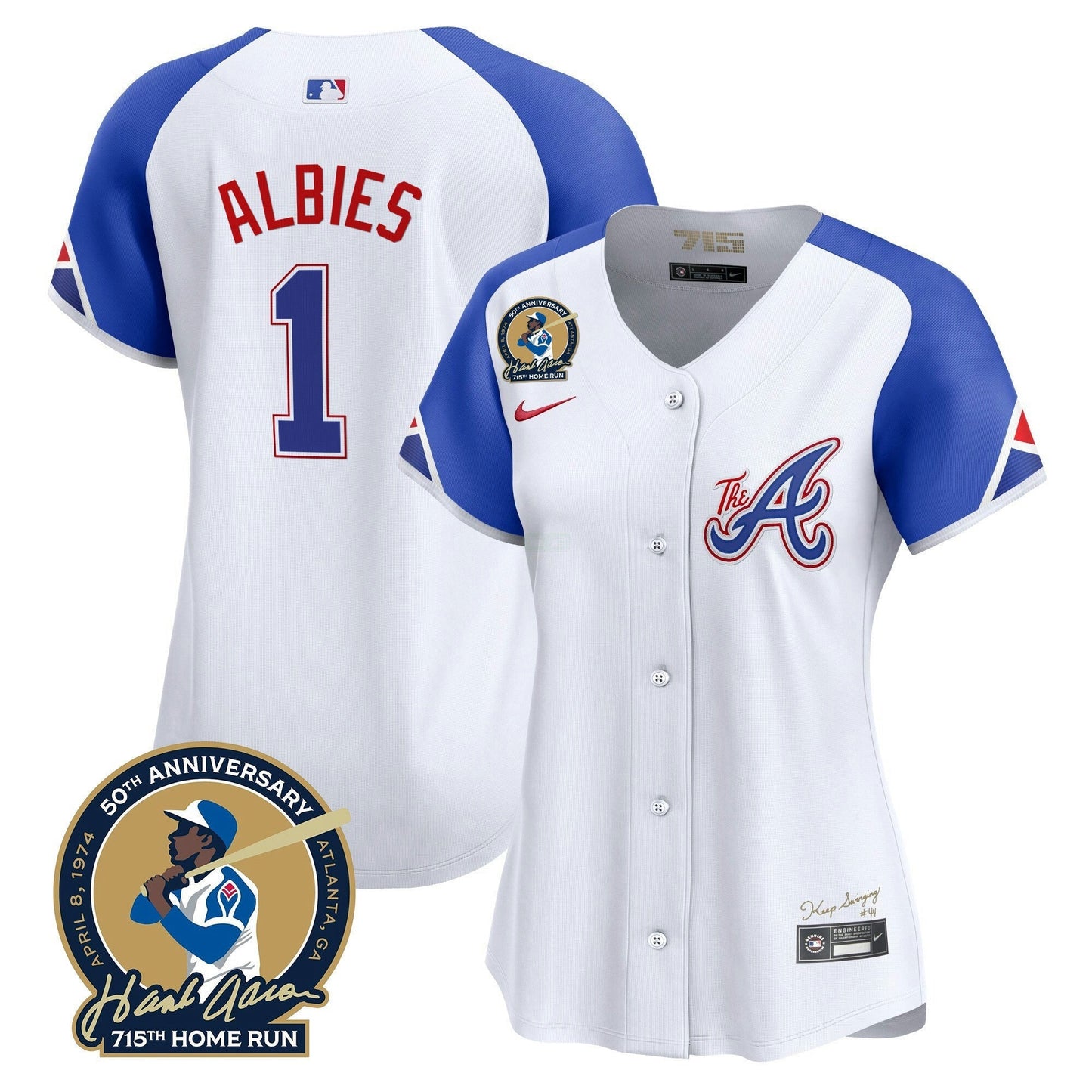 Camisa MLB Women’s Atlanta Hank Aaron 715th Home Run Patch Vapor Premier Limited Jersey