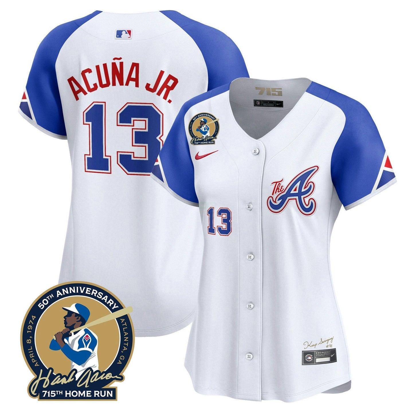 Camisa MLB Women’s Atlanta Hank Aaron 715th Home Run Patch Vapor Premier Limited Jersey