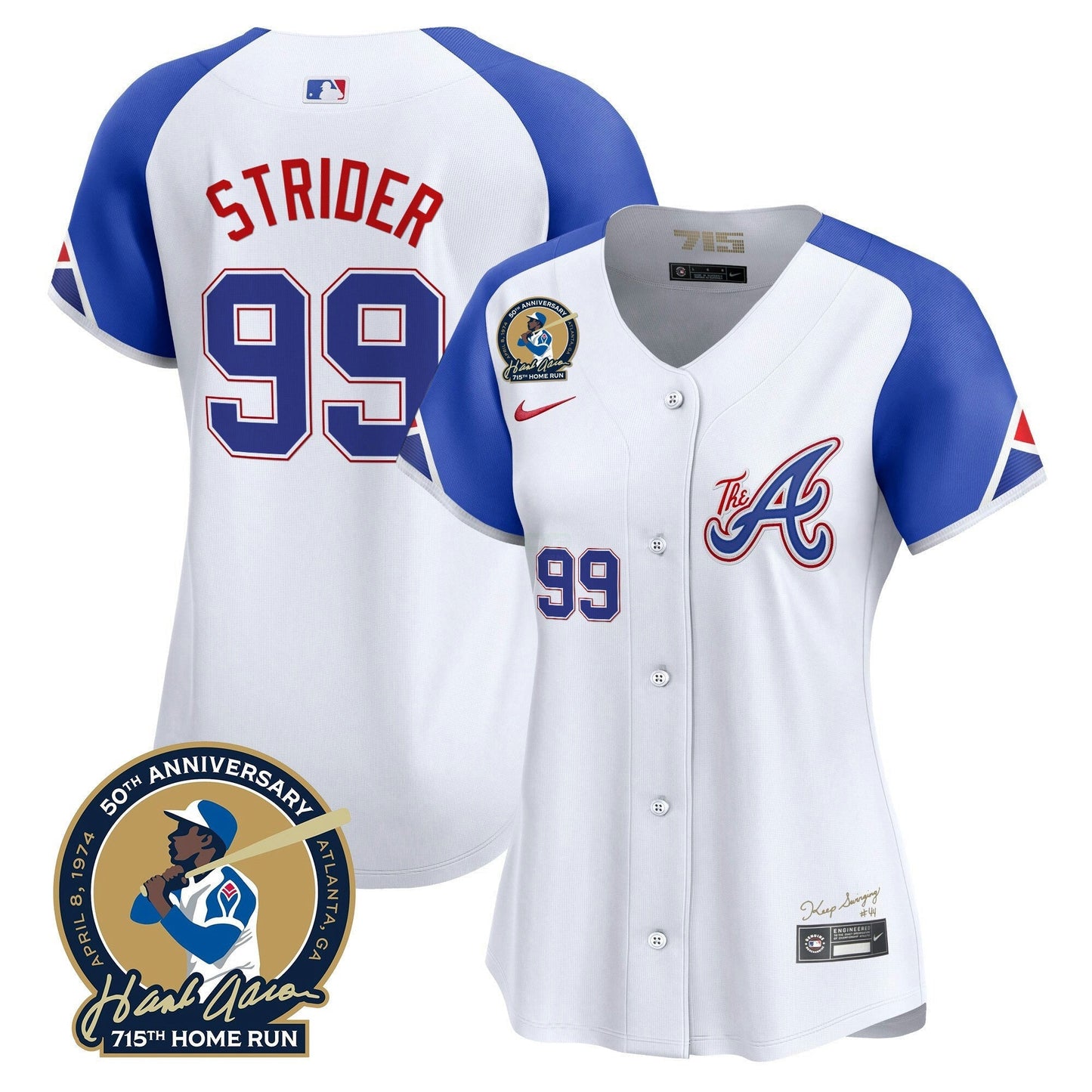 Camisa MLB Women’s Atlanta Hank Aaron 715th Home Run Patch Vapor Premier Limited Jersey