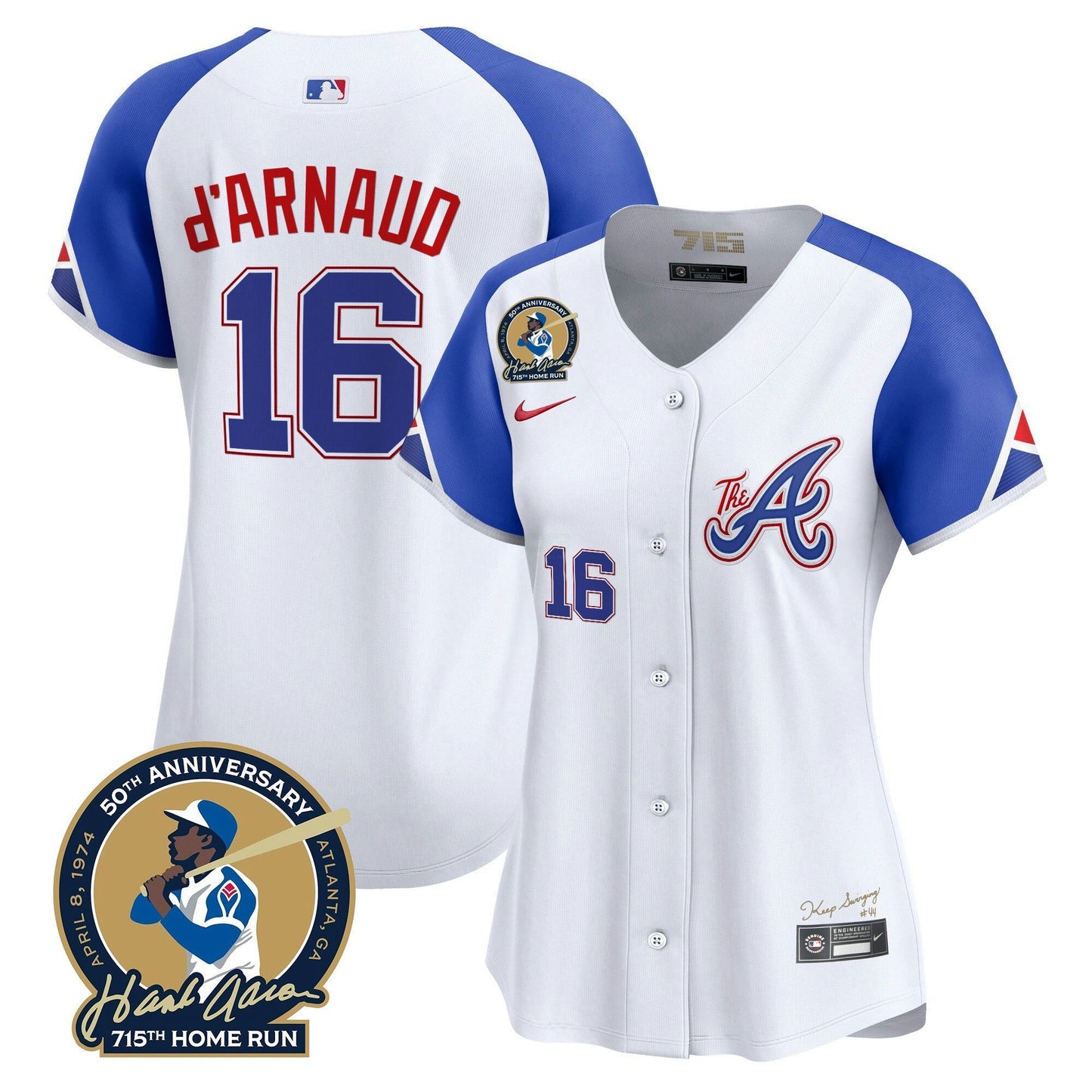 Camisa MLB Women’s Atlanta Hank Aaron 715th Home Run Patch Vapor Premier Limited Jersey