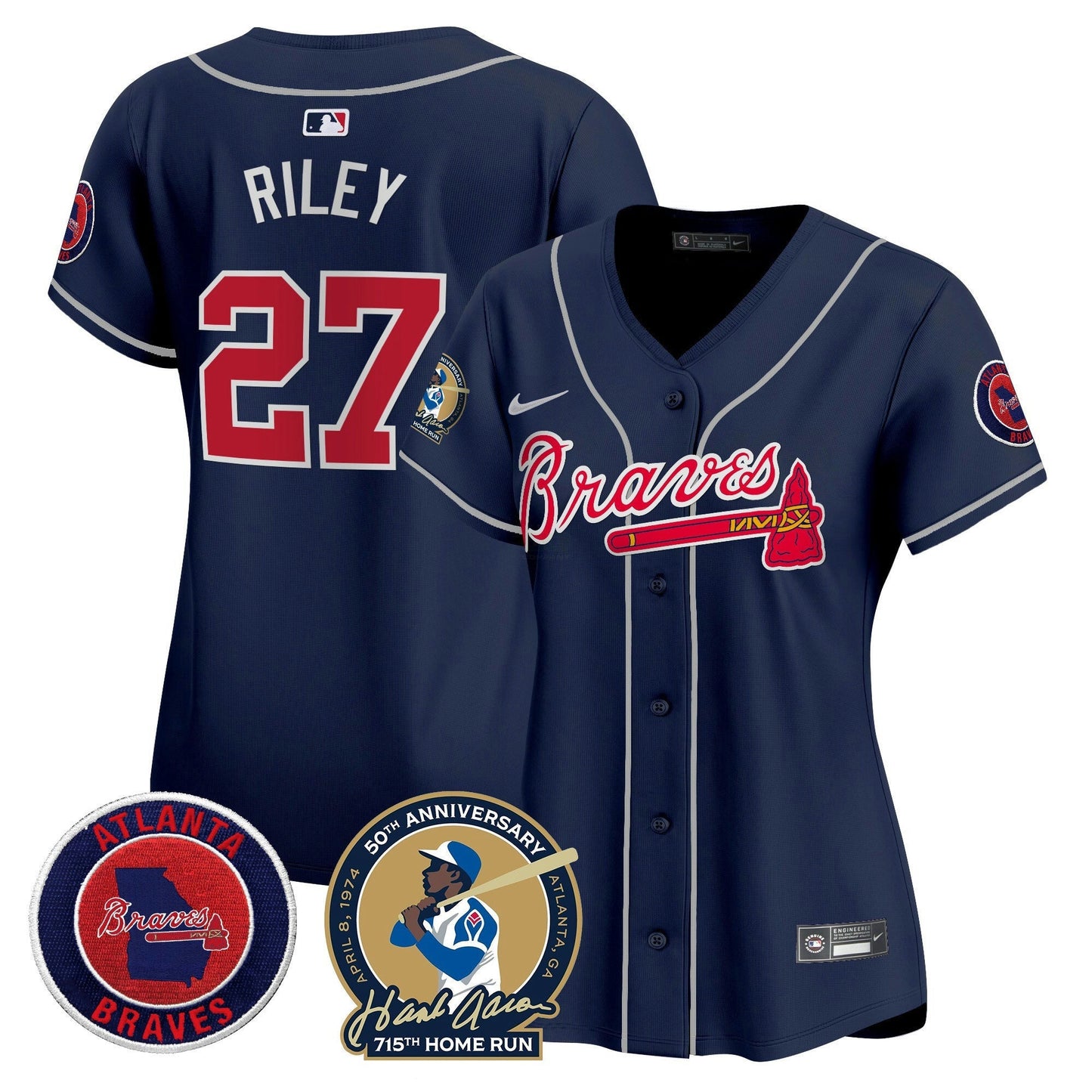 Camisa MLB Women’s Atlanta Hank Aaron 715th Home Run Patch Vapor Premier Limited Jersey