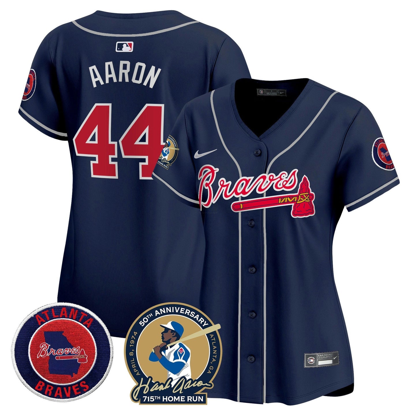 Camisa MLB Women’s Atlanta Hank Aaron 715th Home Run Patch Vapor Premier Limited Jersey