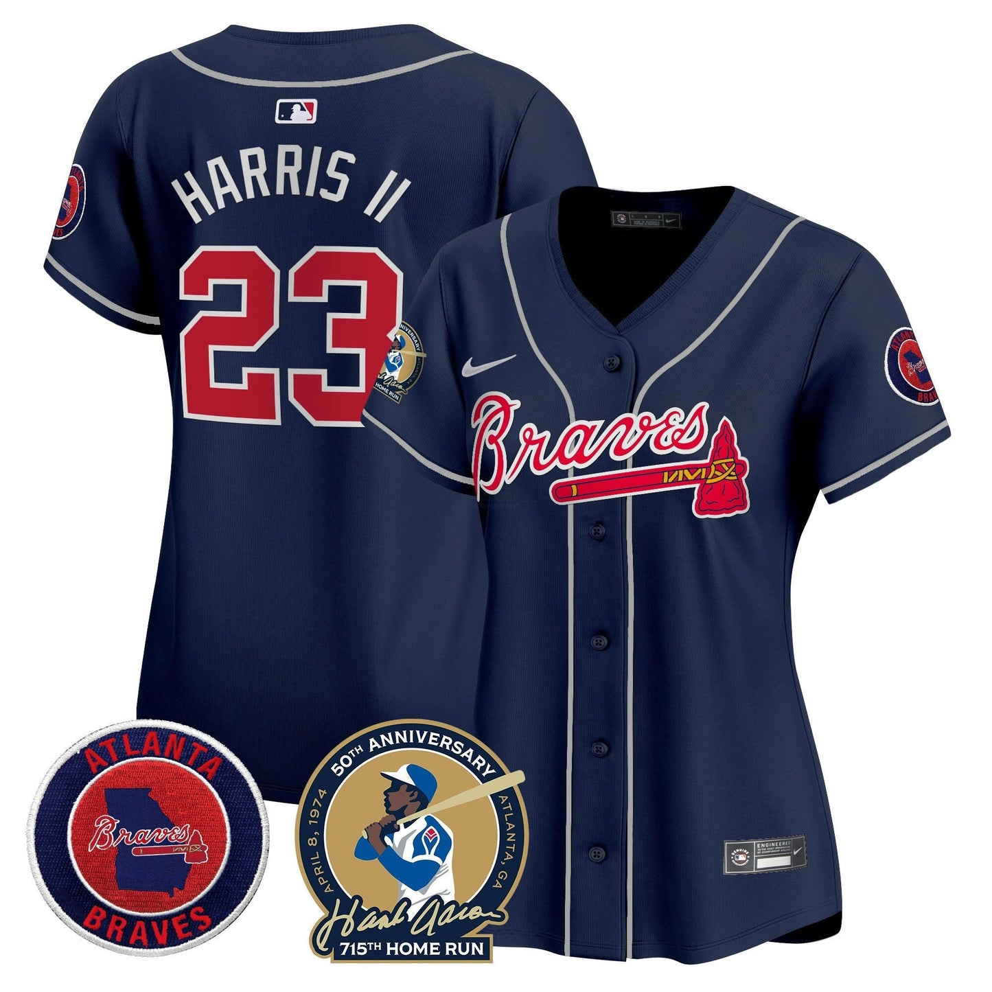 Camisa MLB Women’s Atlanta Hank Aaron 715th Home Run Patch Vapor Premier Limited Jersey