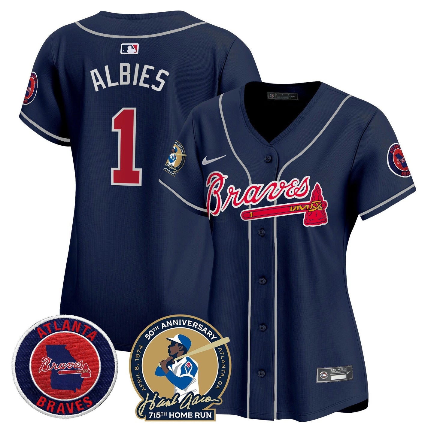Camisa MLB Women’s Atlanta Hank Aaron 715th Home Run Patch Vapor Premier Limited Jersey