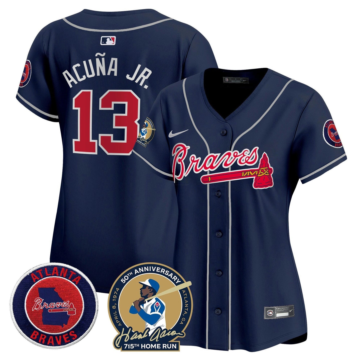 Camisa MLB Women’s Atlanta Hank Aaron 715th Home Run Patch Vapor Premier Limited Jersey