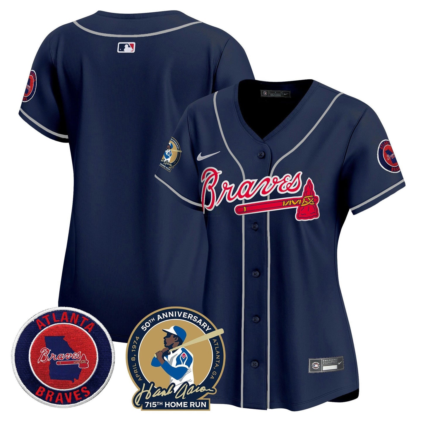 Camisa MLB Women’s Atlanta Hank Aaron 715th Home Run Patch Vapor Premier Limited Jersey