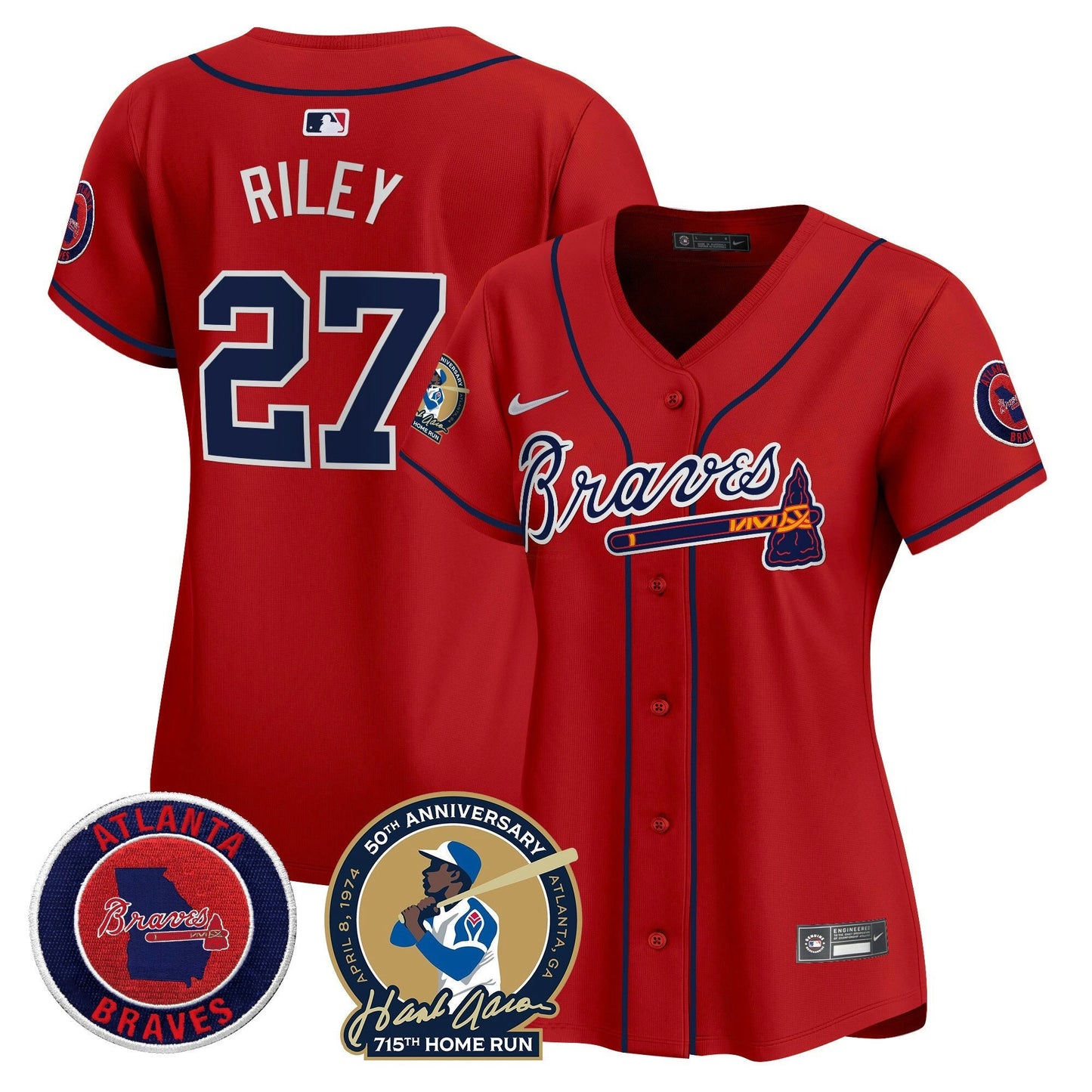 Camisa MLB Women’s Atlanta Hank Aaron 715th Home Run Patch Vapor Premier Limited Jersey